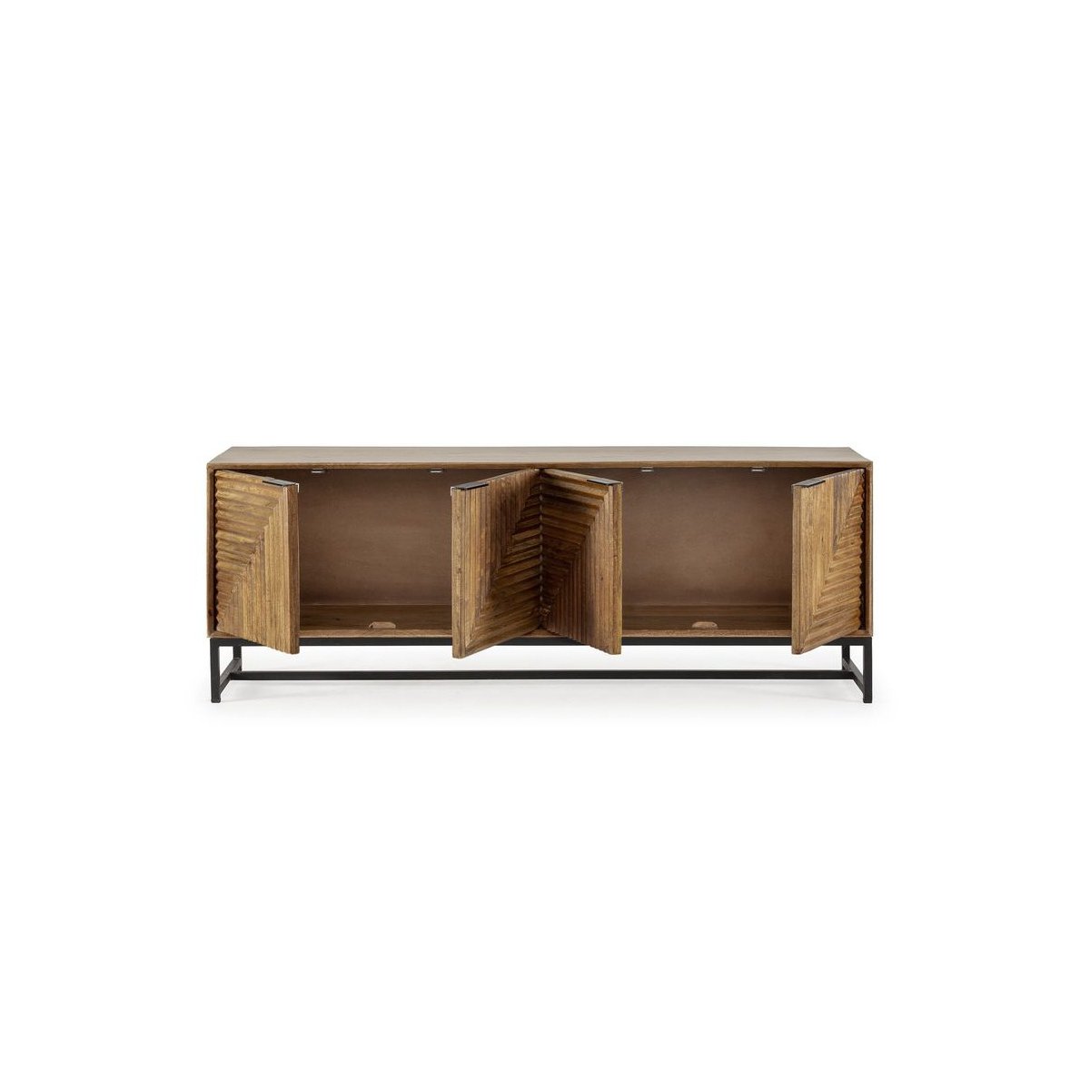 Meuble TV 160 cm bois massif, NAOMIE marron foncé, BOBOCHIC