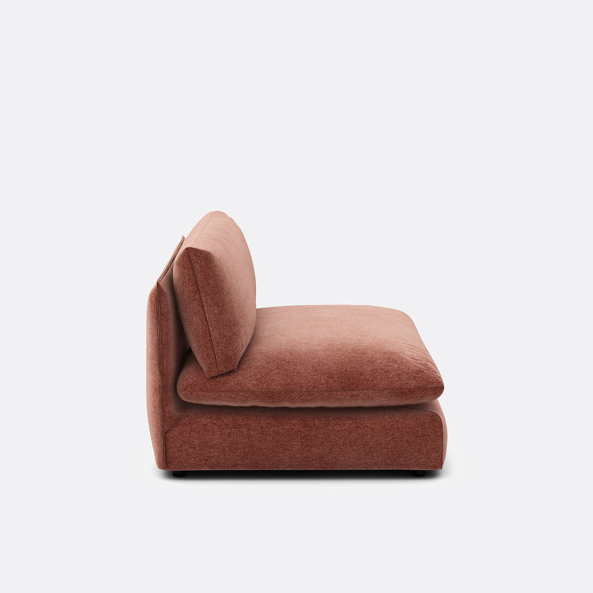 Fauteuil voor modulaire zitbank, in gemêleerd polyester, Malo roze steenrood, LA REDOUTE INTERIEURS