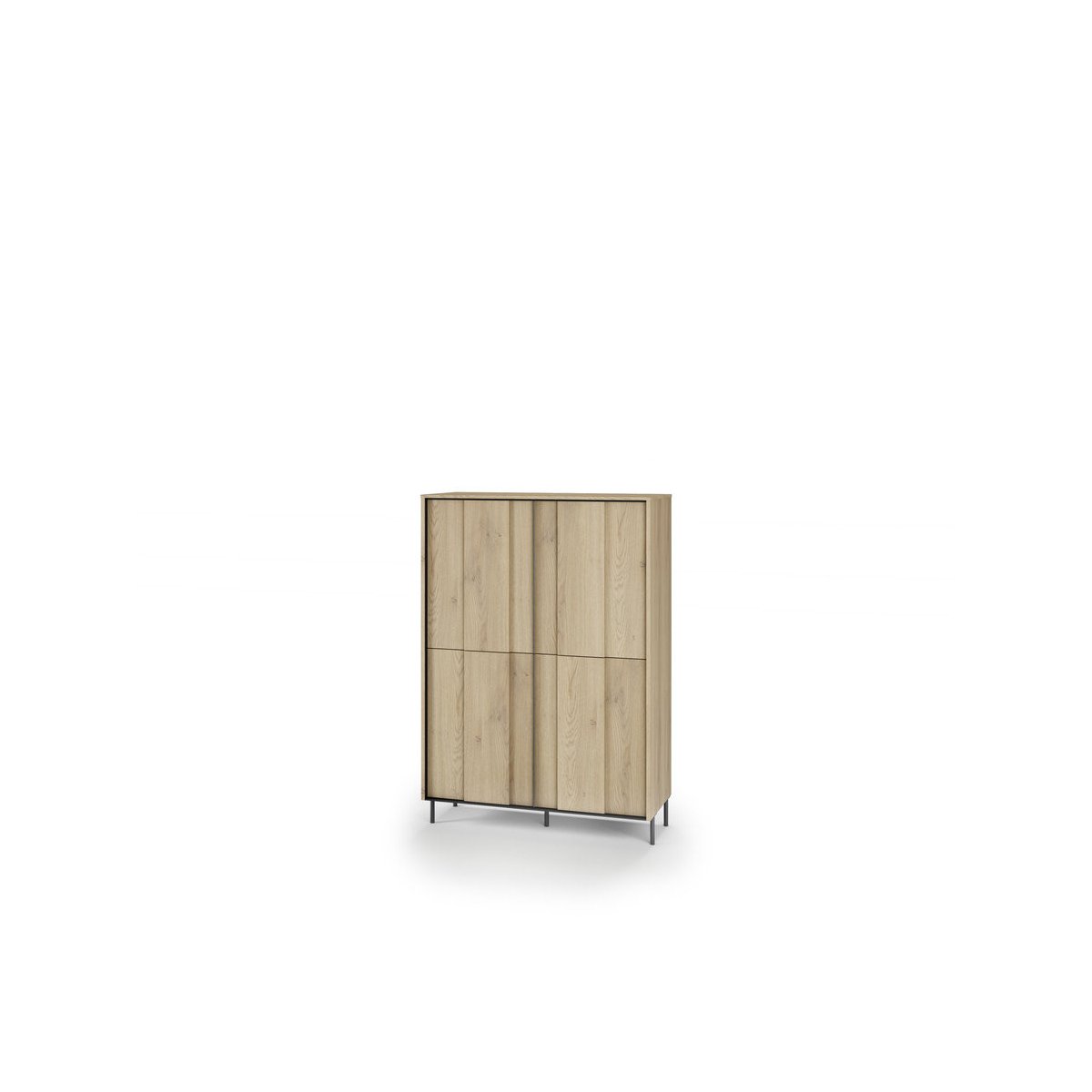 Buffet en panneaux de particules 4 portes 99 cm, TILIA chêne et noir, BOBOCHIC