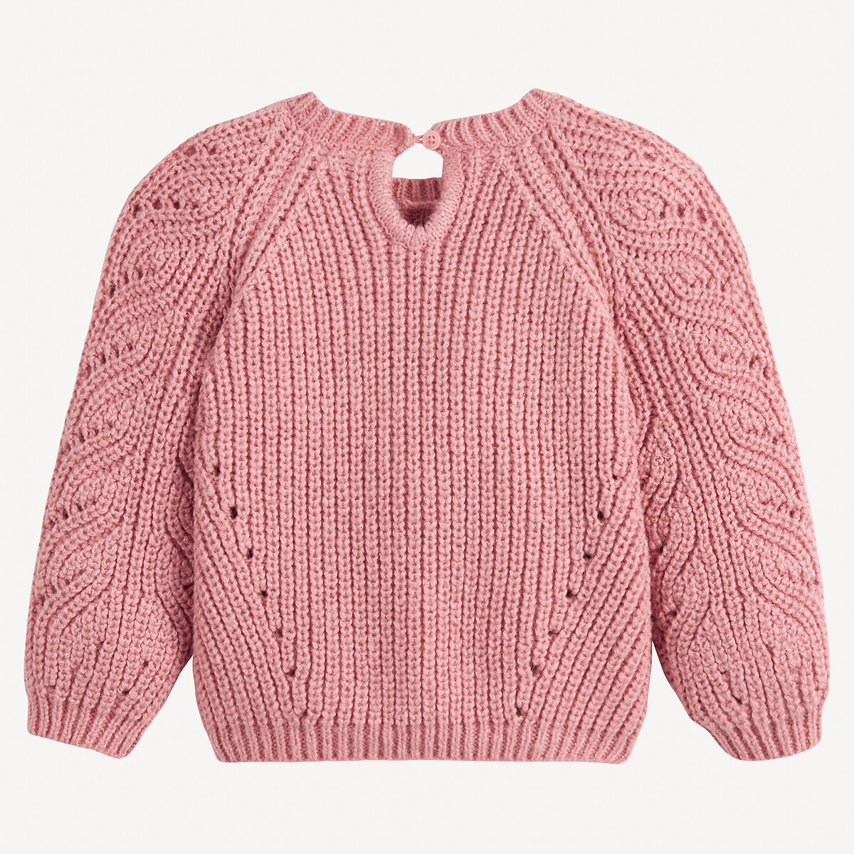 Pull col rond en grosse maille rose, LA REDOUTE COLLECTIONS