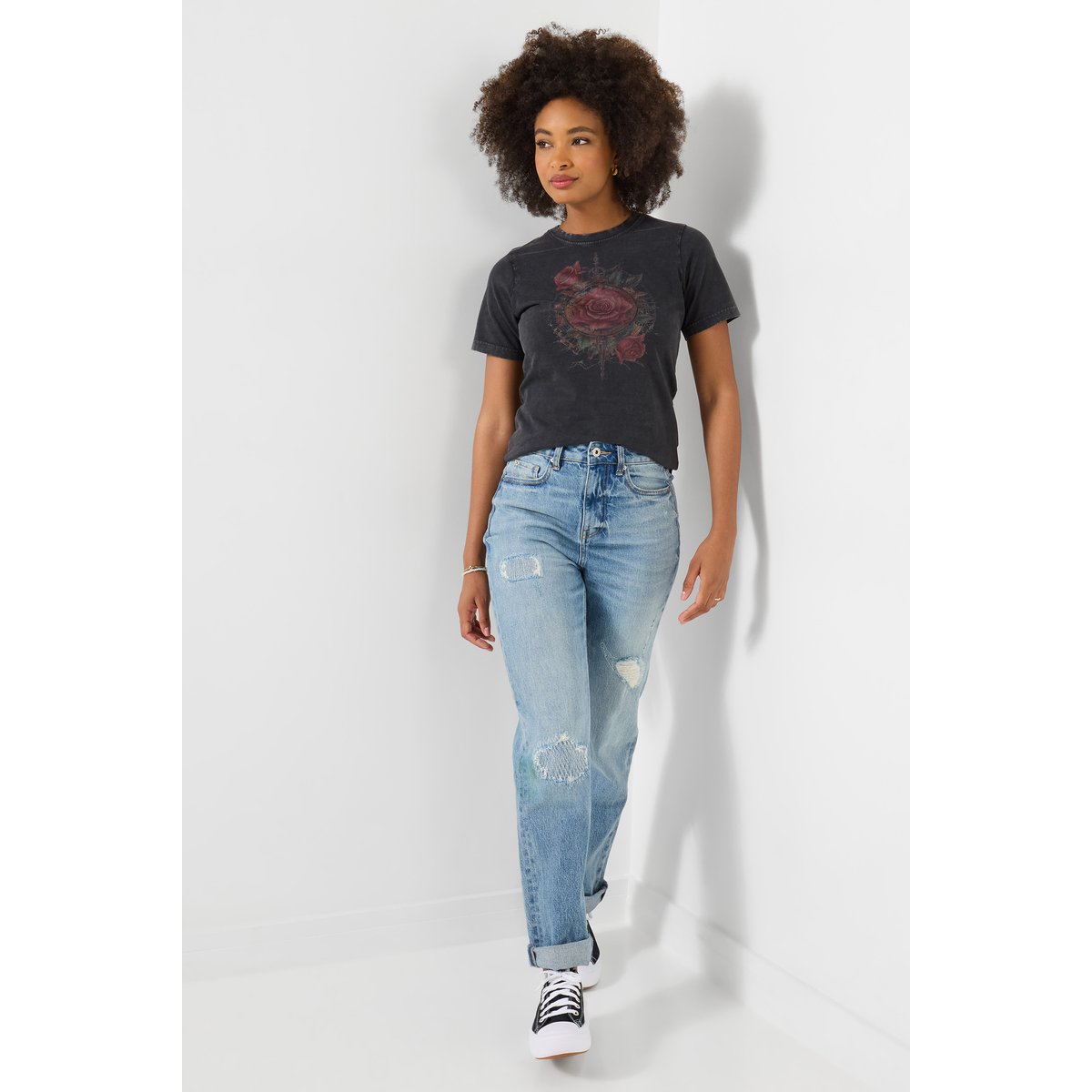 T-shirt à motif rose gris, JOE BROWNS
