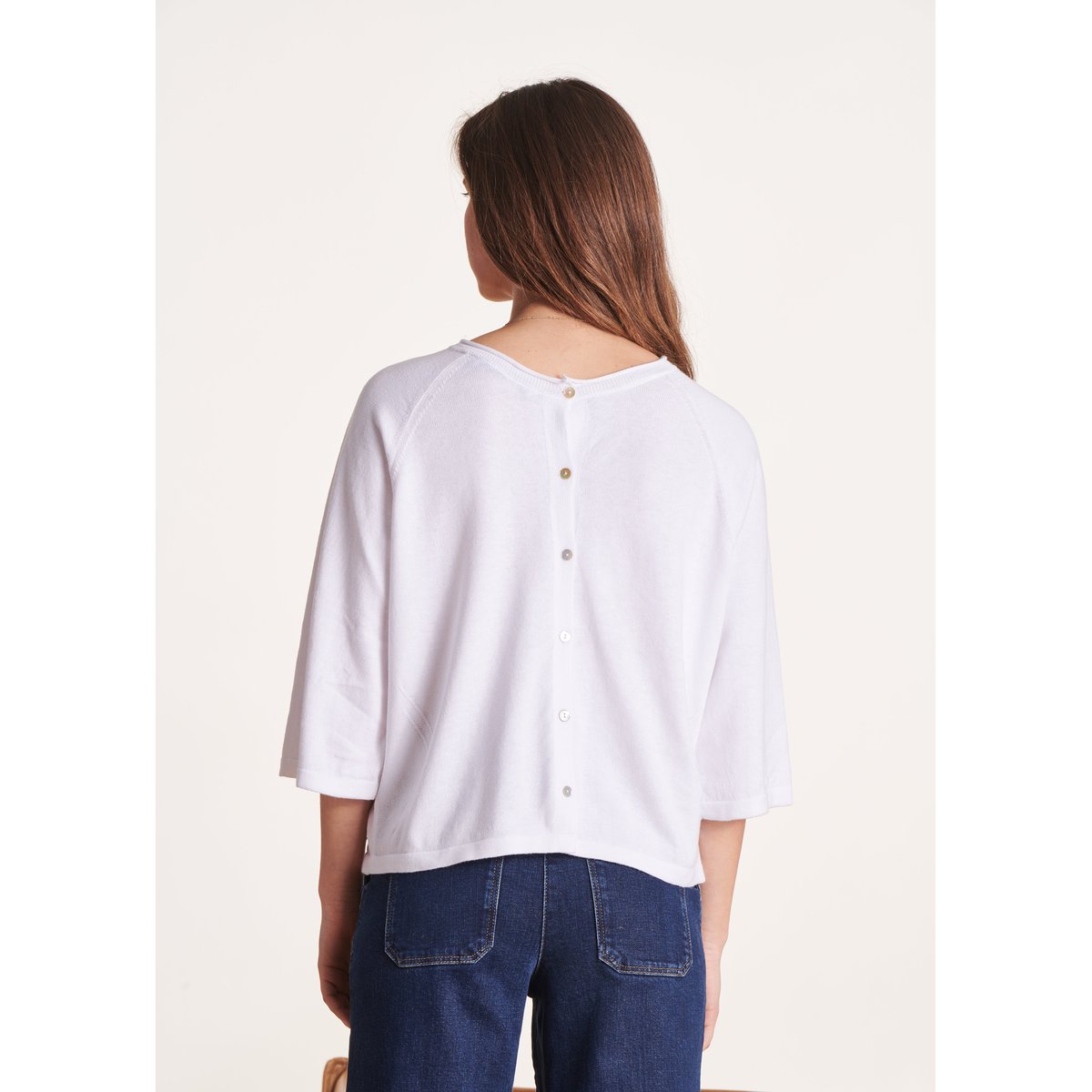 Pull oversize à manches 3/4 blanc, LA FEE MARABOUTEE