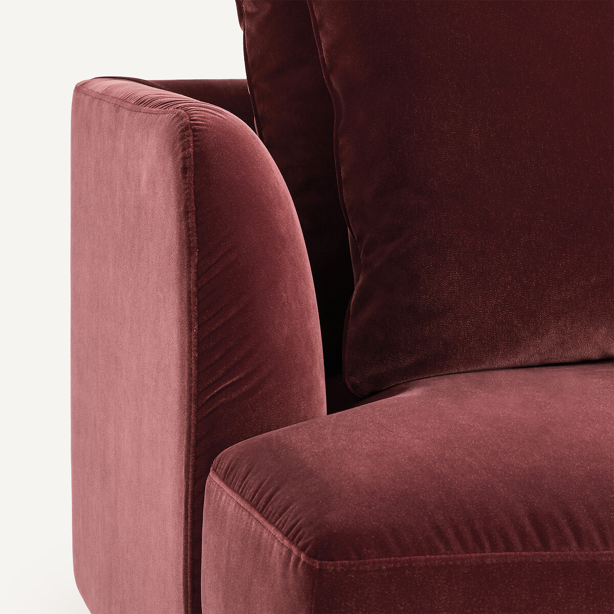 Demi-canapé gauche, modulable en velours, TIBERIO grenat, AM.PM