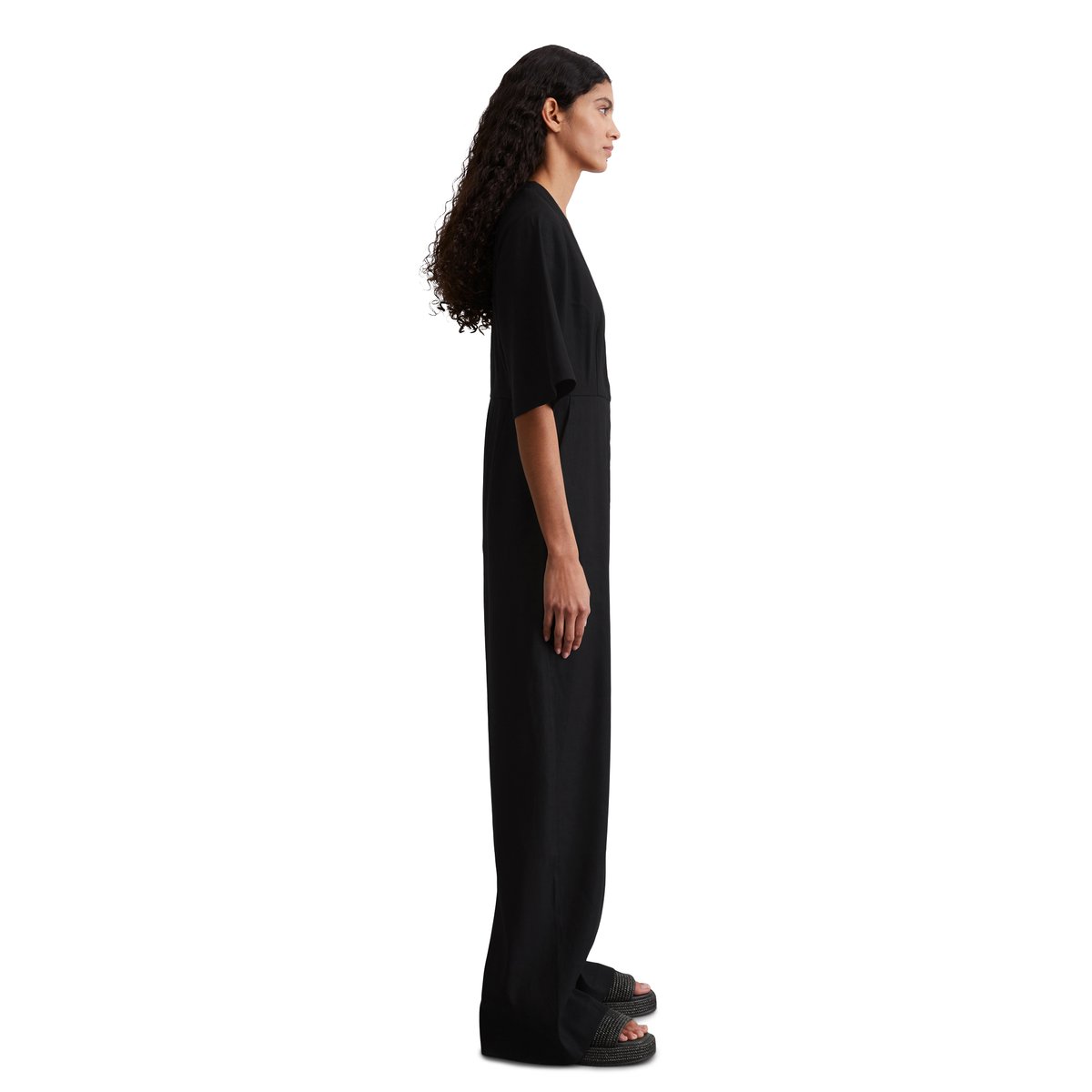 Overall regular en lin-viscose stretch noir, MARC O'POLO