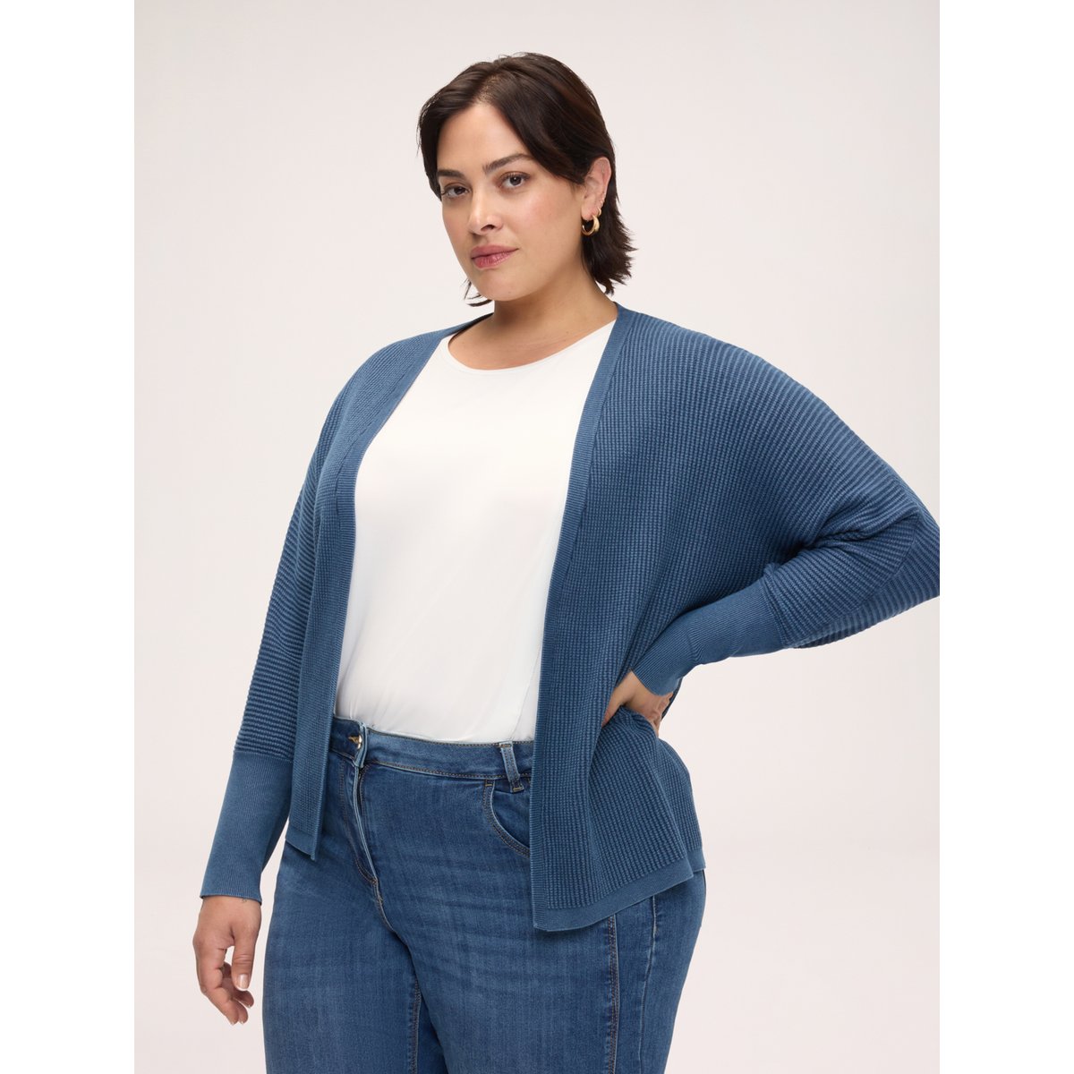 Cardigan effet denim bleu, FIORELLA RUBINO