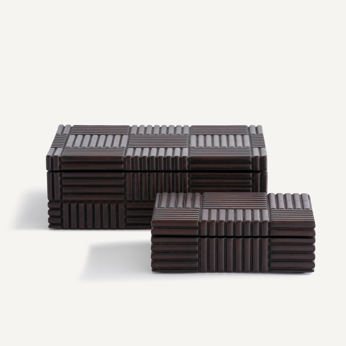 Set of 2 Rimba Boxes in Solid Mango Wood black, AM.PM