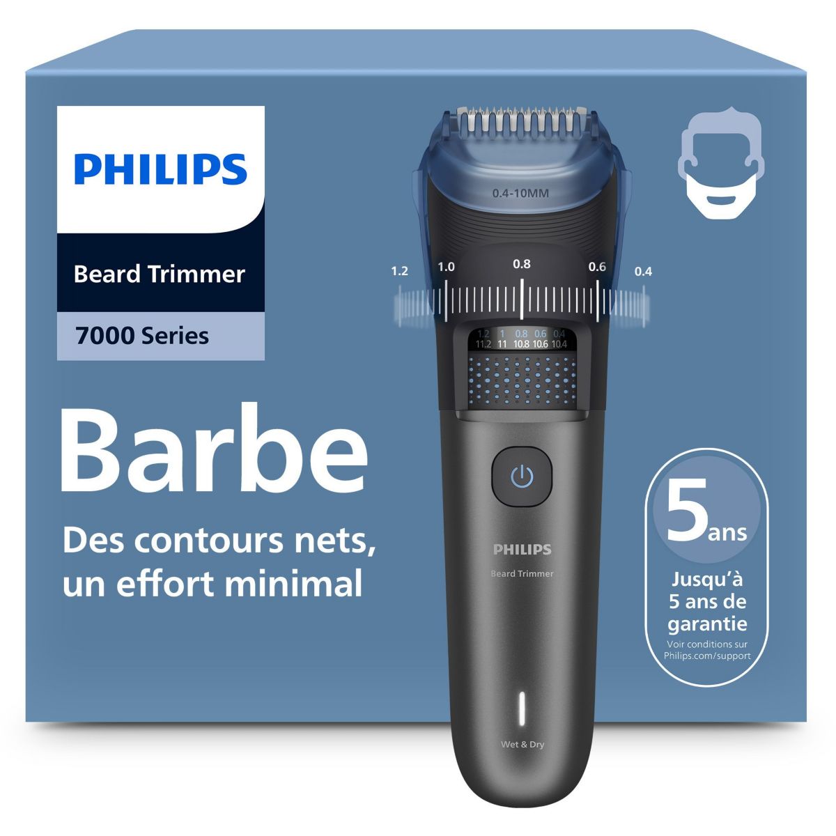 Tondeuse barbe BT7665/15 Series 7000, molette réglable, 40 hauteurs de coupe, précision 0,2 mm, autonomie 120 mn couleur unique, PHILIPS