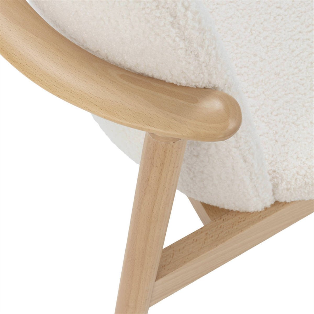 Fauteuil scandinave en hêtre et tissu naturel et gris, RECOLLECTION