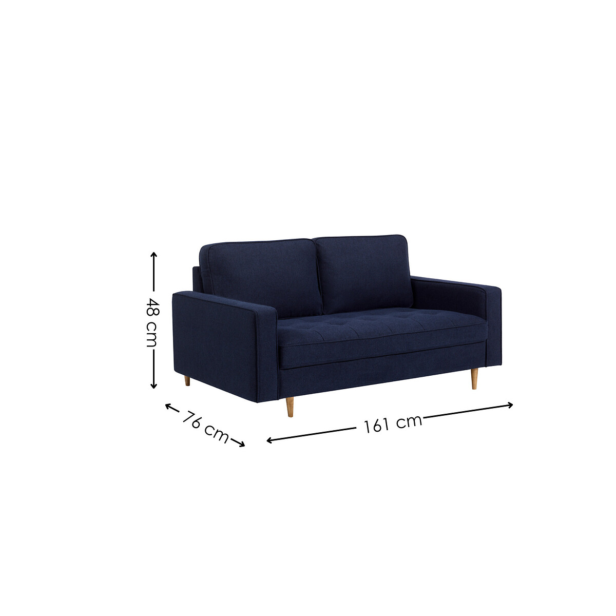 Henny Chenille Upholstered 3-Seater Sofa deep blue, SO'HOME