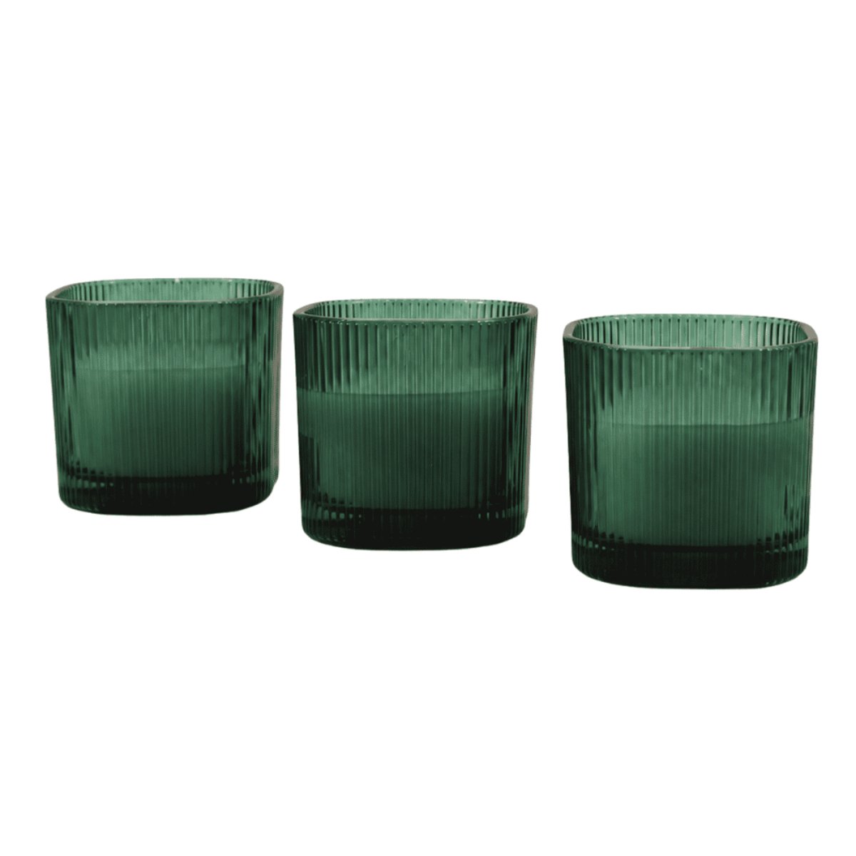 Coffret de 3 bougies LED en verre vert vert, ORNAMI