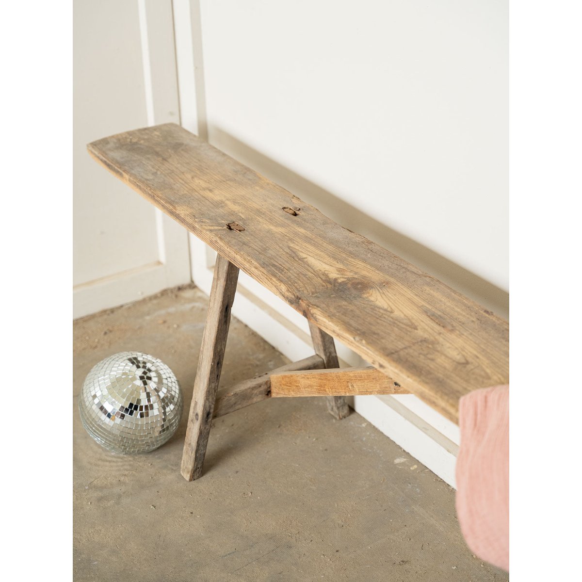 Banc de ferme en bois Antoine N°531 - Bon état bois clair, DEBONGOUT