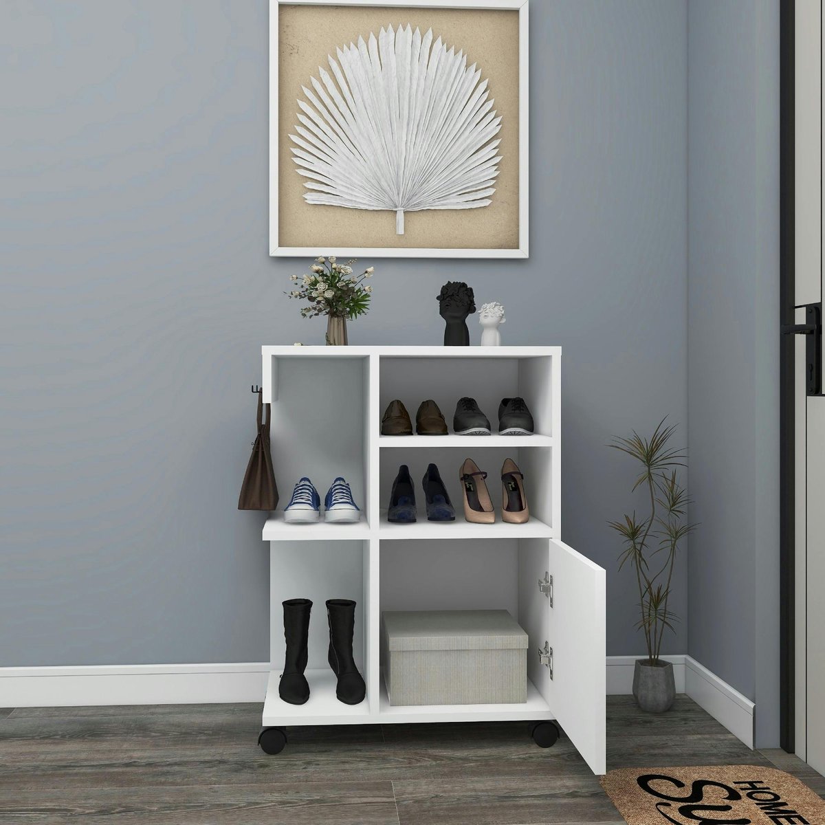 Meuble de rangement sur roulettes MARFA blanc, PIER IMPORT