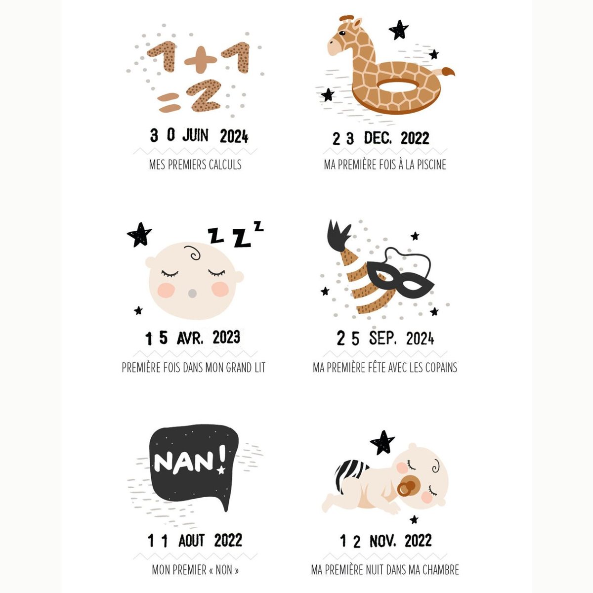 Affiche Mes Premières Fois beige, ocre, noir, LES PETITES DATES