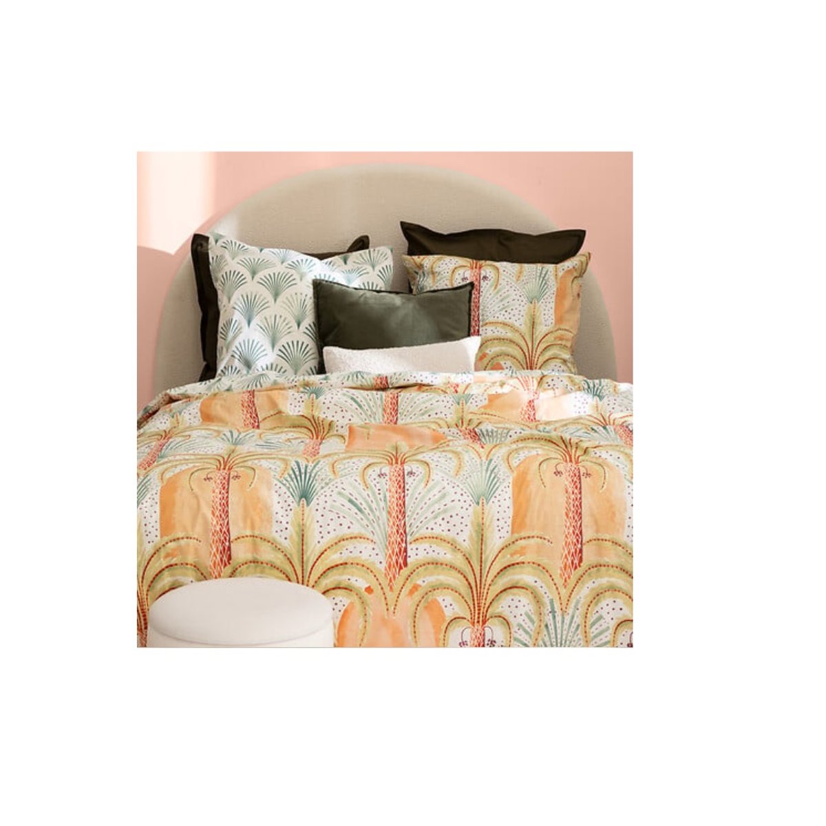 Parure de lit percale de coton Janice vert, EDEN