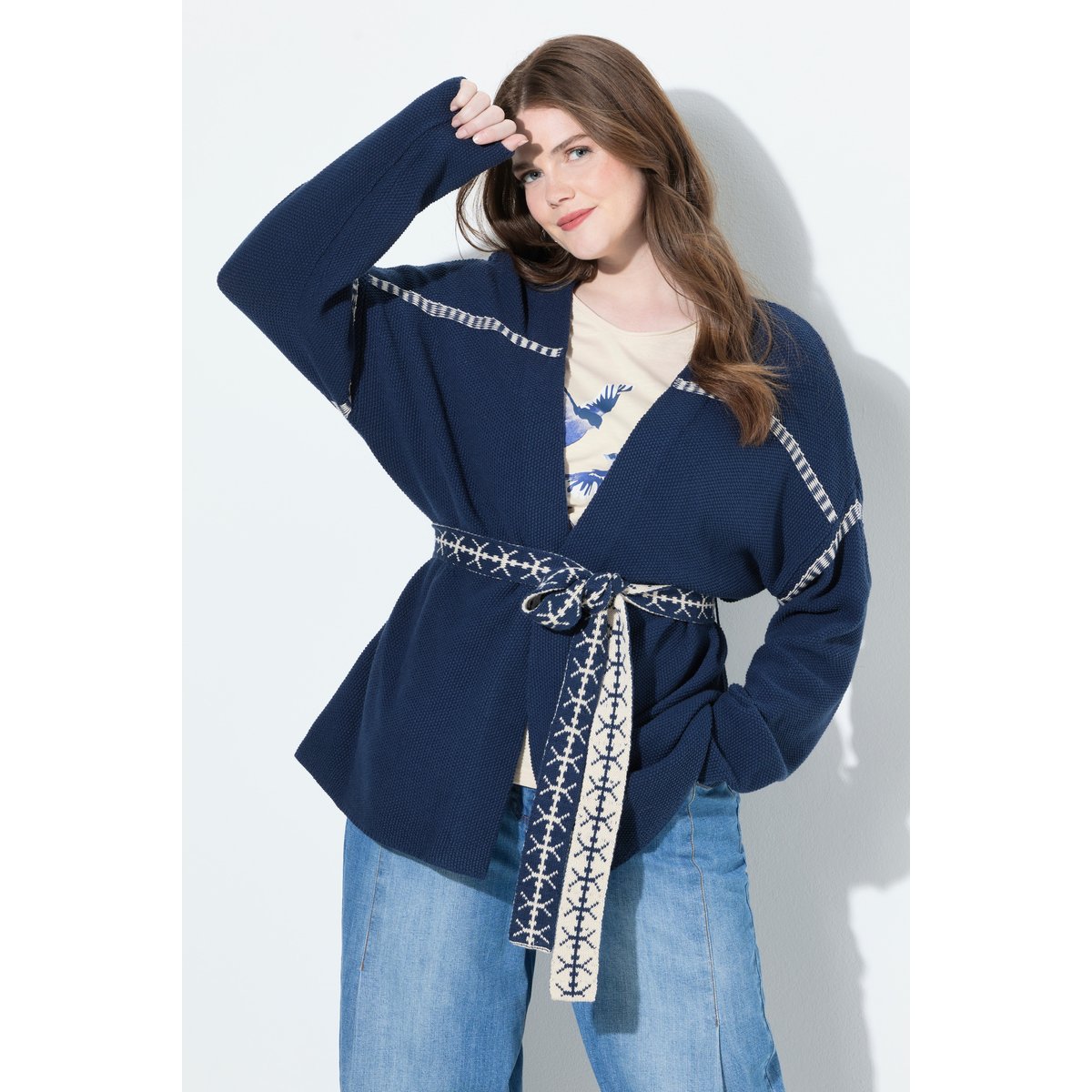 Cardigan oversize à manches longues bleu encre, ULLA POPKEN