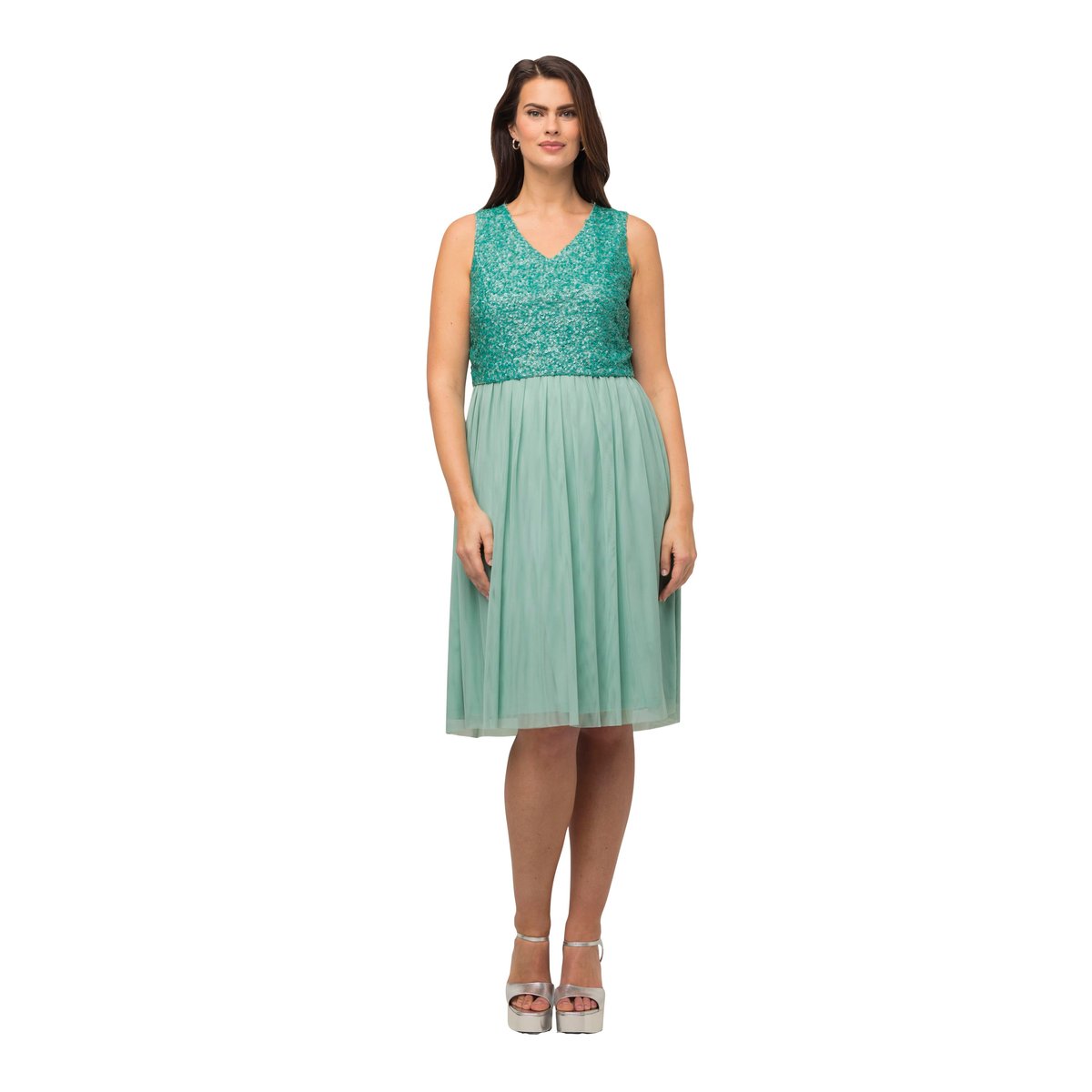 Robe midi à paillettes, sans manches gris turquoise, ULLA POPKEN