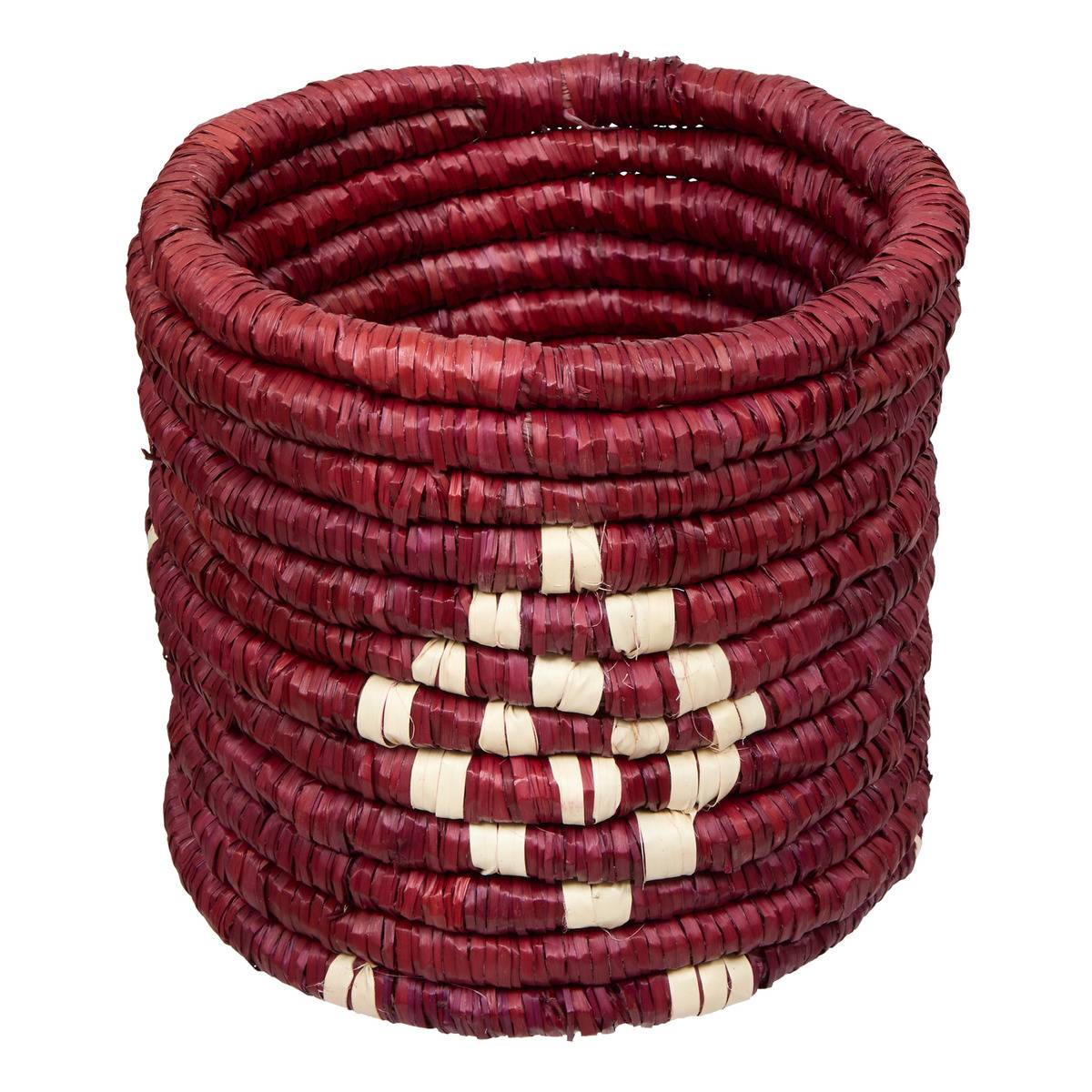 Lot de 2 paniers avec couvercle en paille tressée SIEN terracotta, ATMOSPHERA