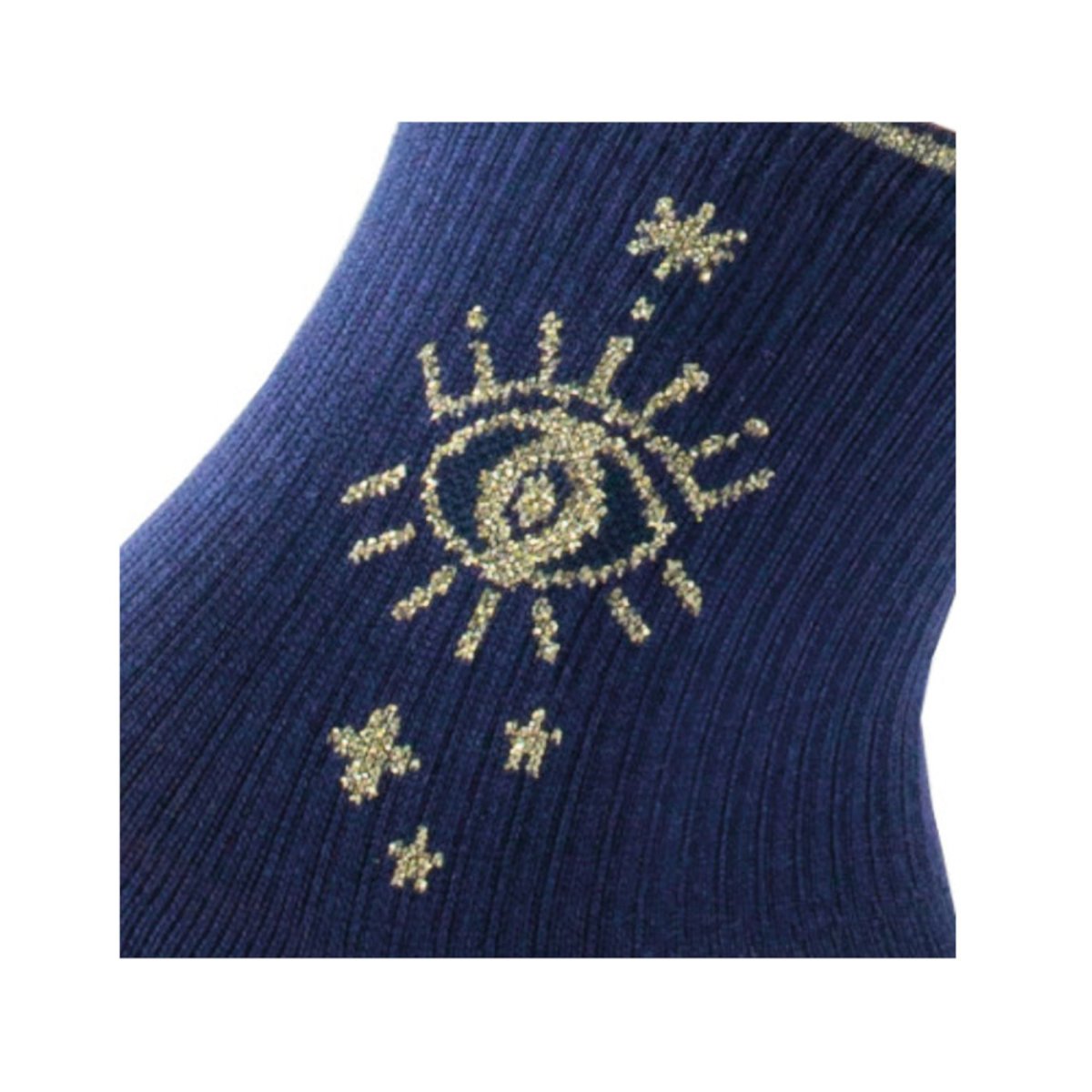 Socquettes femme en coton motif Oeil placé MADE IN FRANCE marine, KINDY