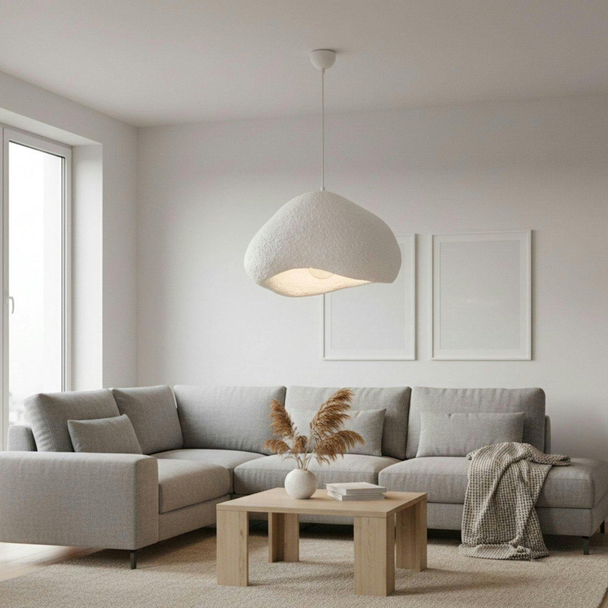 Grande suspension blanche design organique 50 cm NOXIS blanc, PIER IMPORT