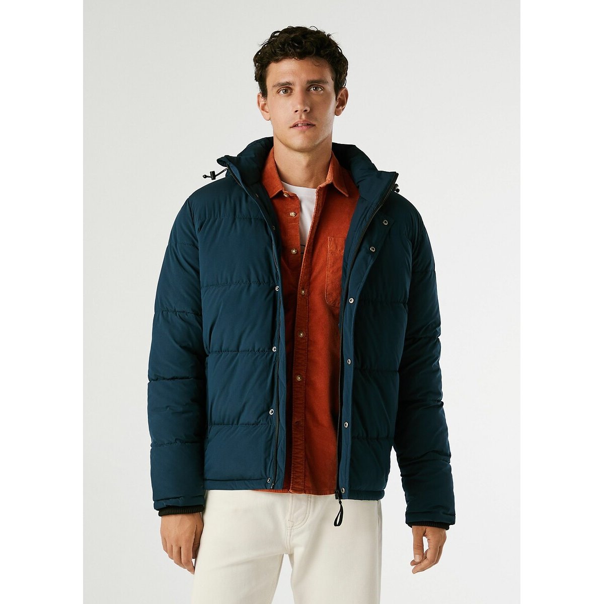 Jobias Hooded Padded Jacket navy blue, PEPE JEANS