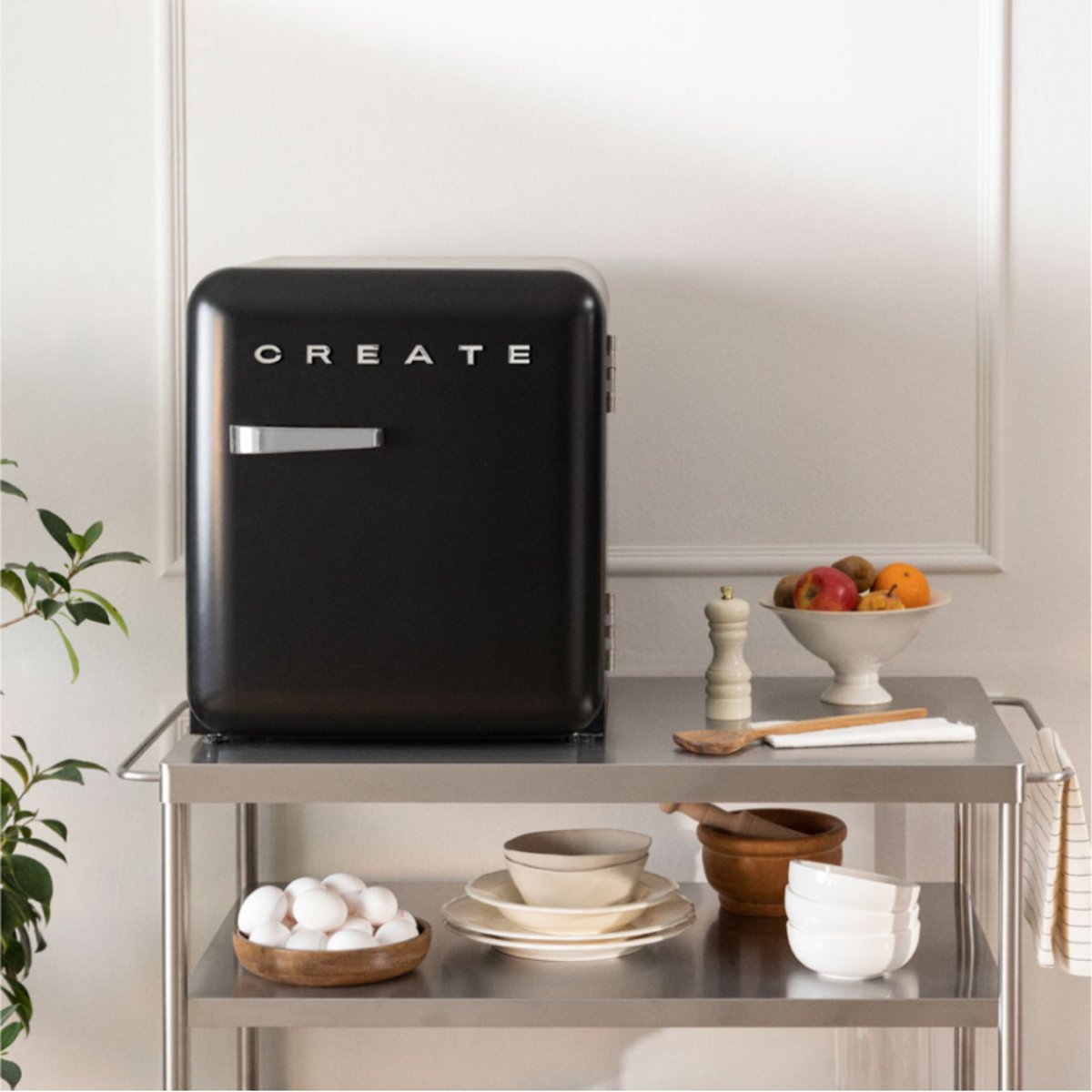 Réfrigérateur rétro FRIDGE RETRO 48L noir/argent, CREATE