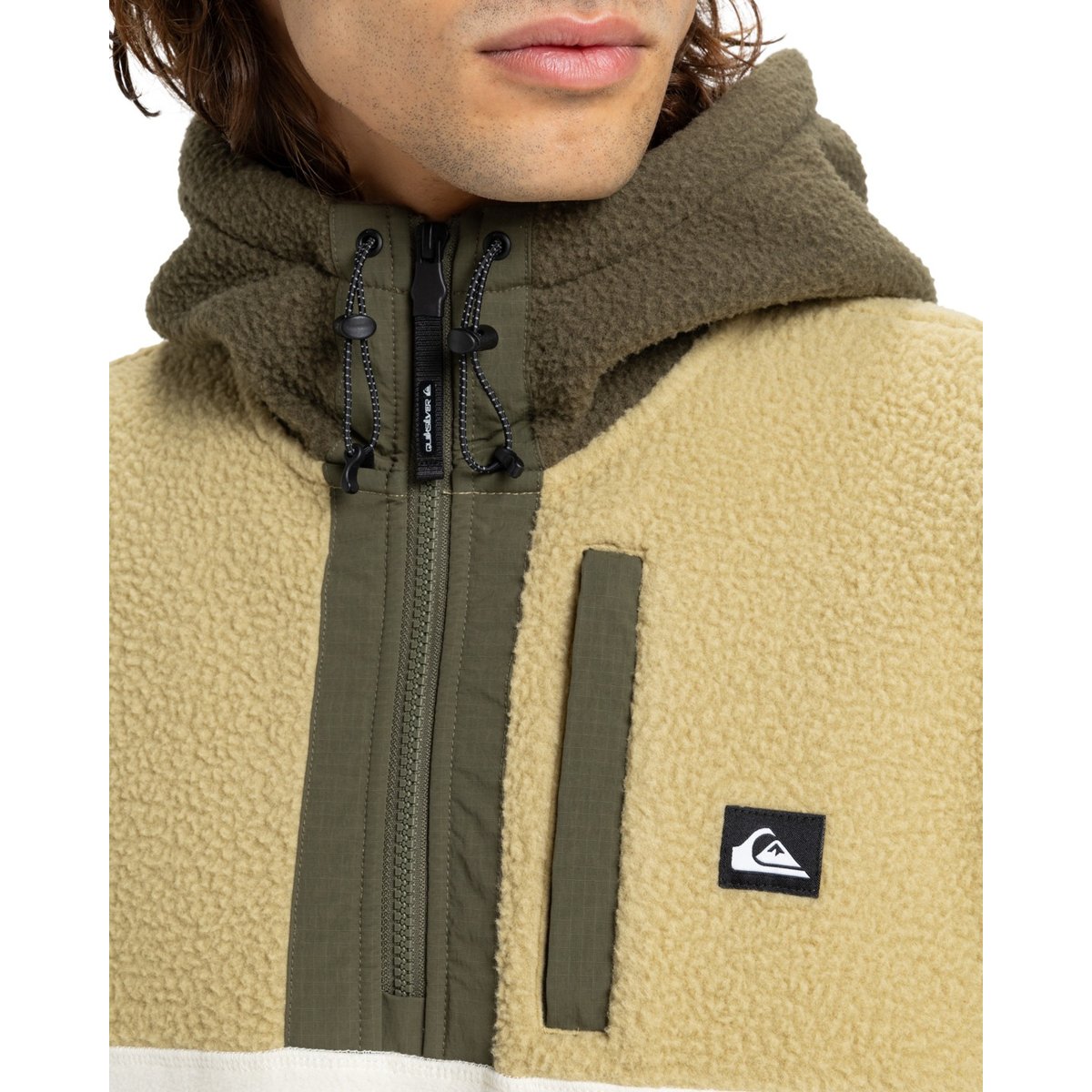Polaire demi-zip à capuche Marron OCEAN VIEW MIX UP marron grape leaf, QUIKSILVER