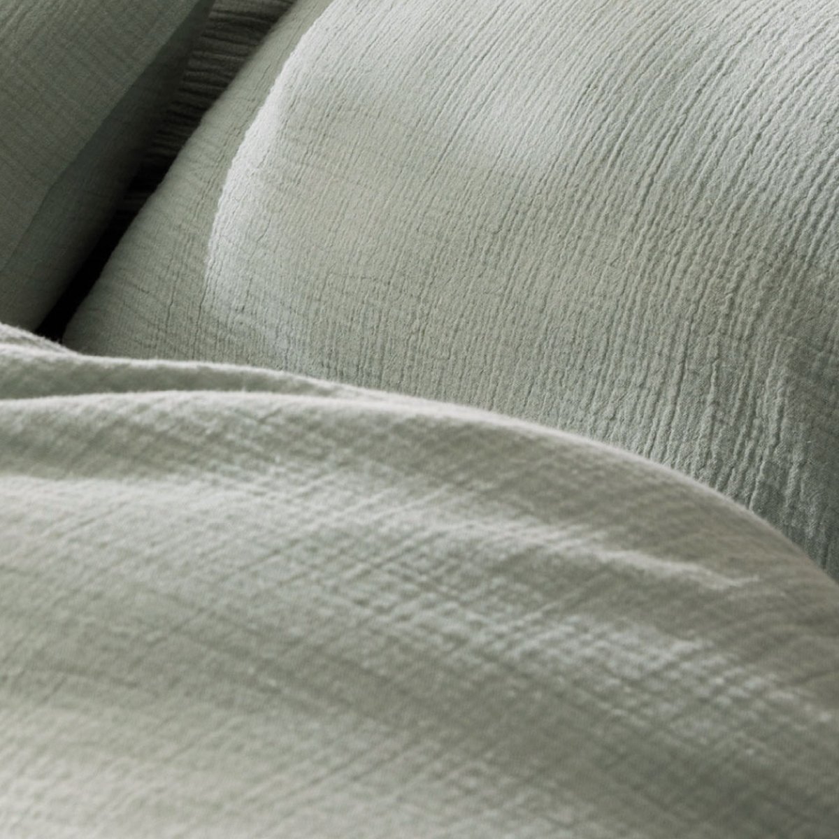 Set de 2 taies d'oreiller unies en coton, GAZE DE COTON lichen, MATT ET ROSE