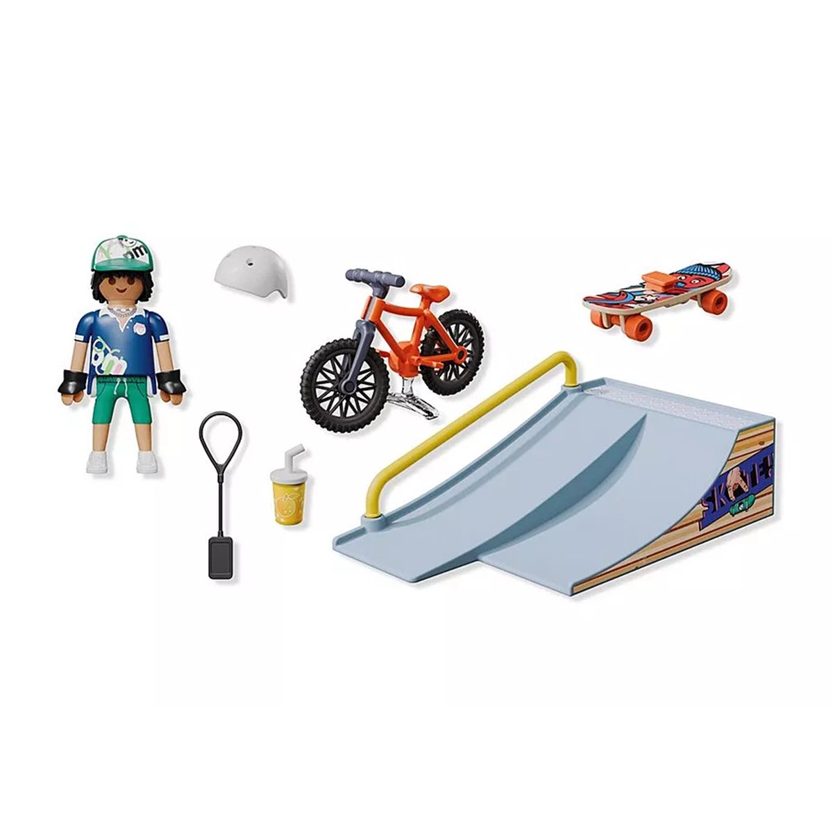 Rider avec rampe, skate et BMX multicolore, PLAYMOBIL