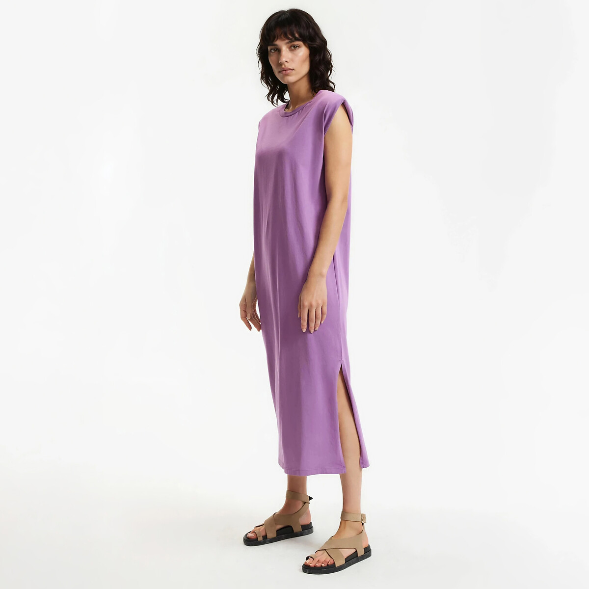 Lange, mouwloze T-shirtjurk violet, LA REDOUTE COLLECTIONS