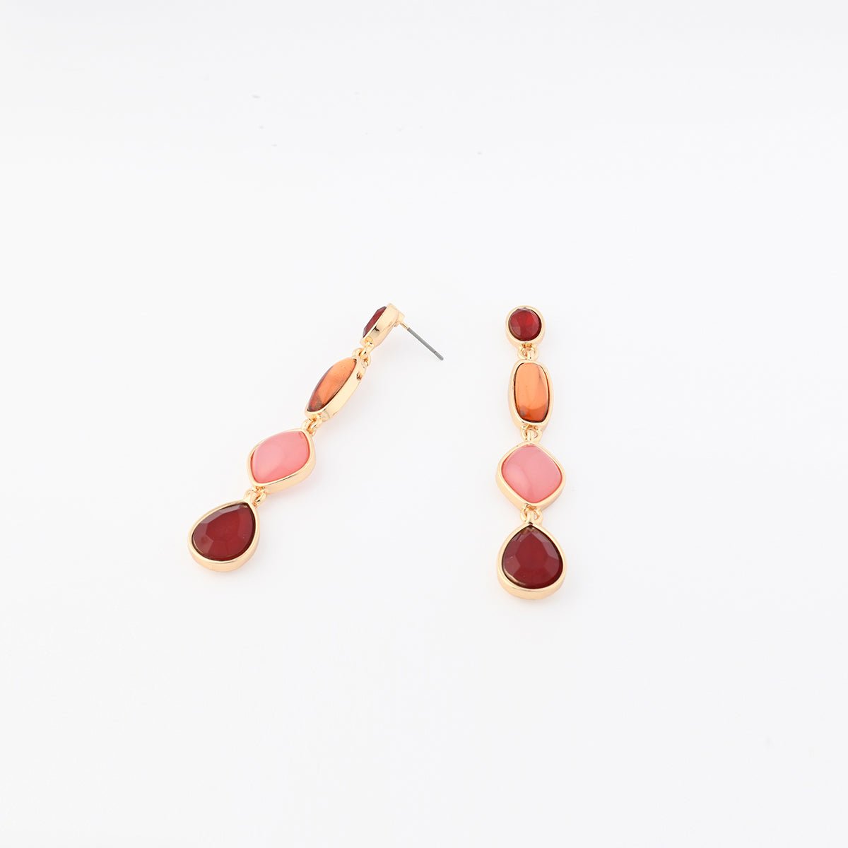 Boucles d'oreilles pierres facettées roses et bordeaux bordeaux, BALABOOSTE