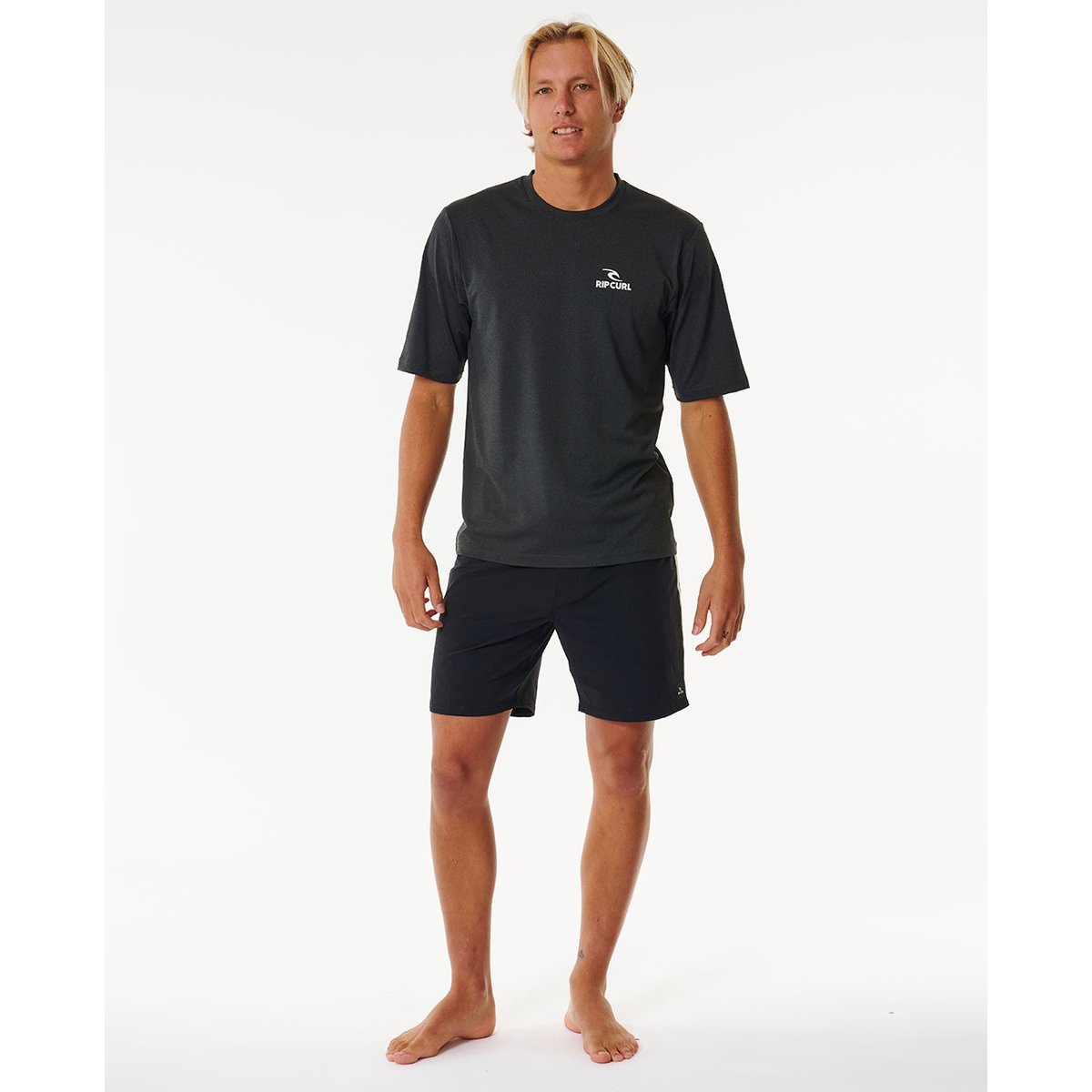T-shirt anti-UV STACK UPF50 manches courtes noir marbré, RIP CURL
