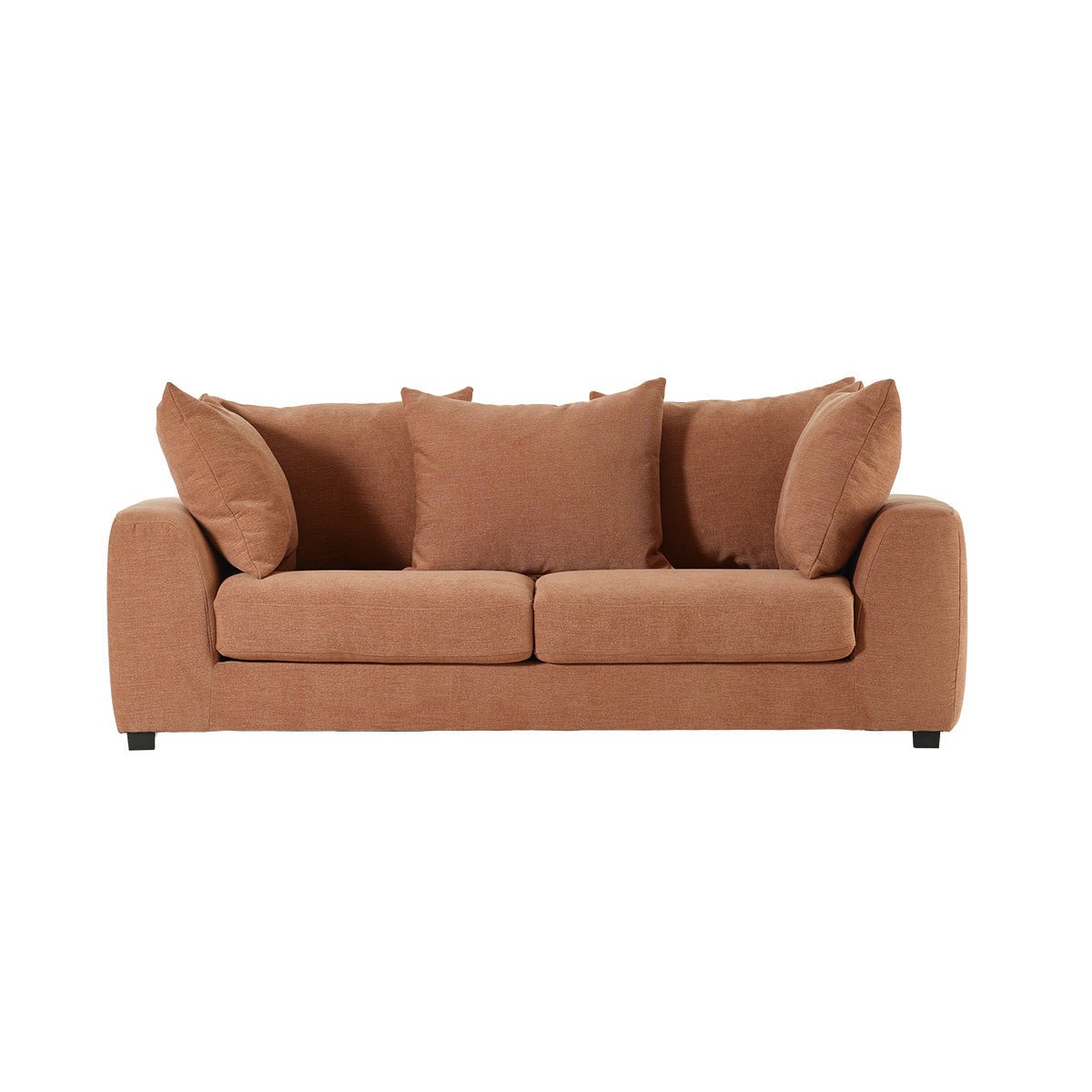 Canapé convertible 3 places en tissu effet lin EDMOND terracotta, BERAH GETAH