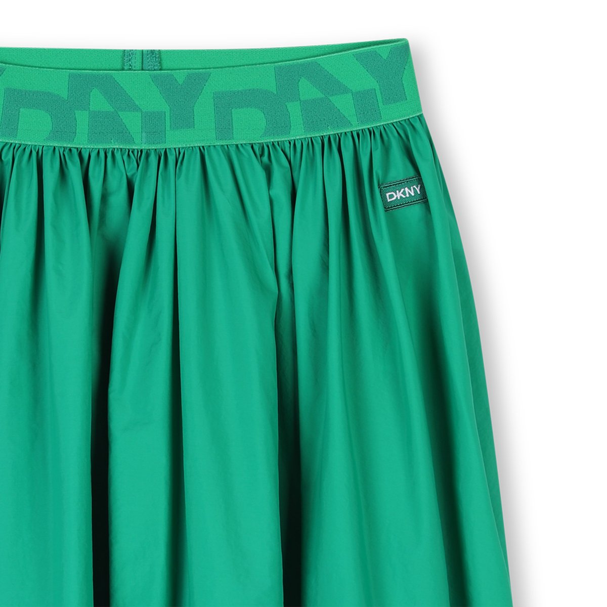 Jupe midi à taille élastiquée chartreuse, DKNY