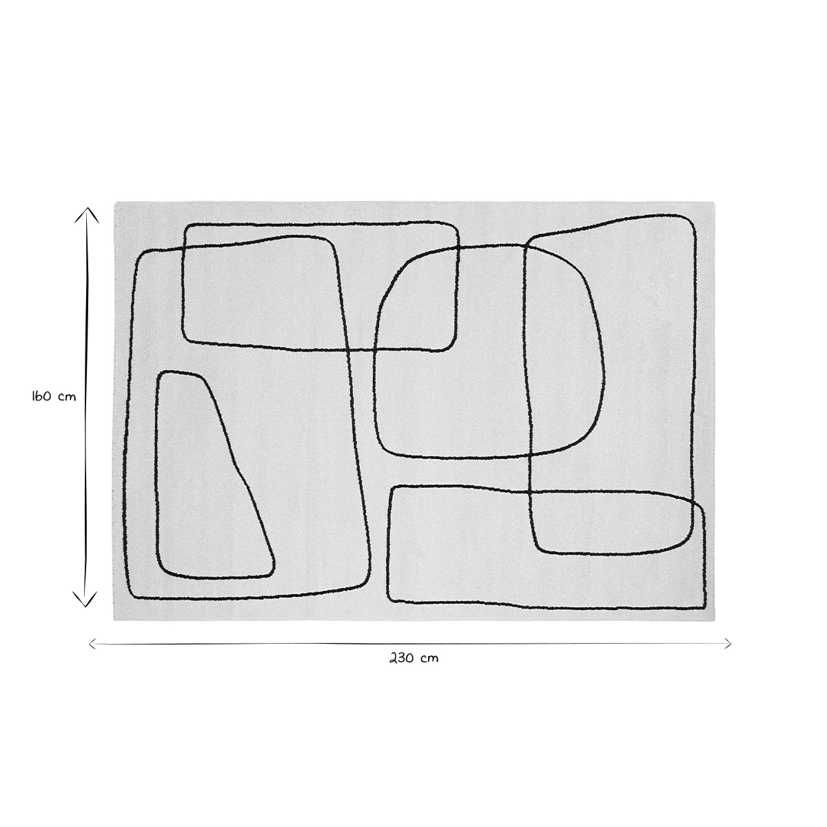 Tapis rectangulaire line art 160 x 230 cm TIANA blanc, MILIBOO