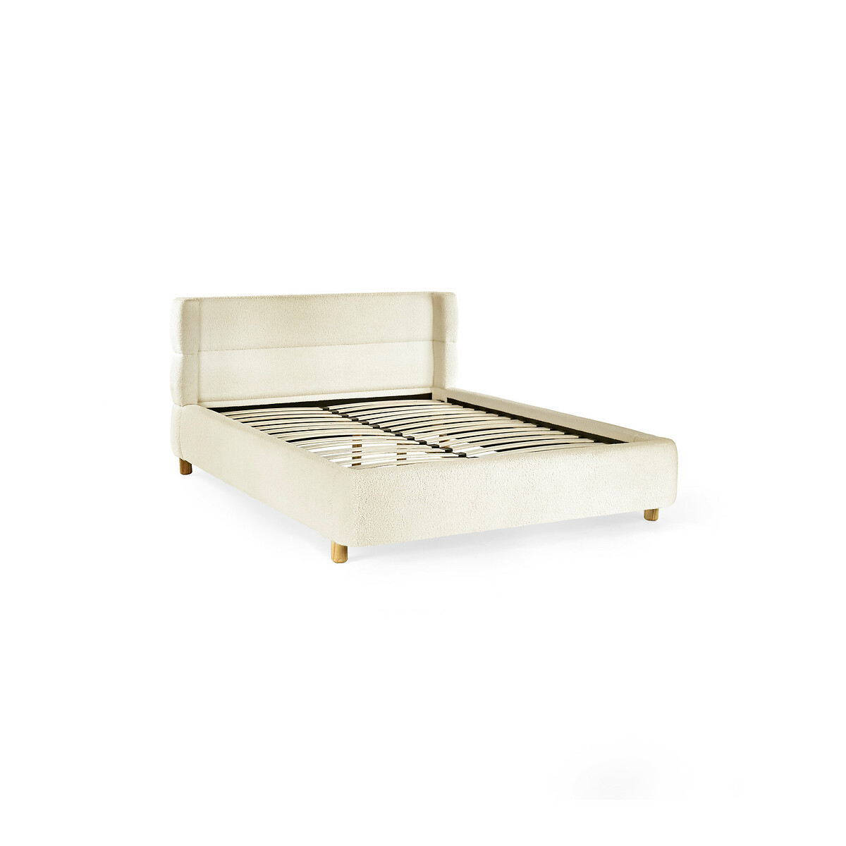 Auberon Bouclé Upholstered Bed with Winged Headboard ecru , SO'HOME