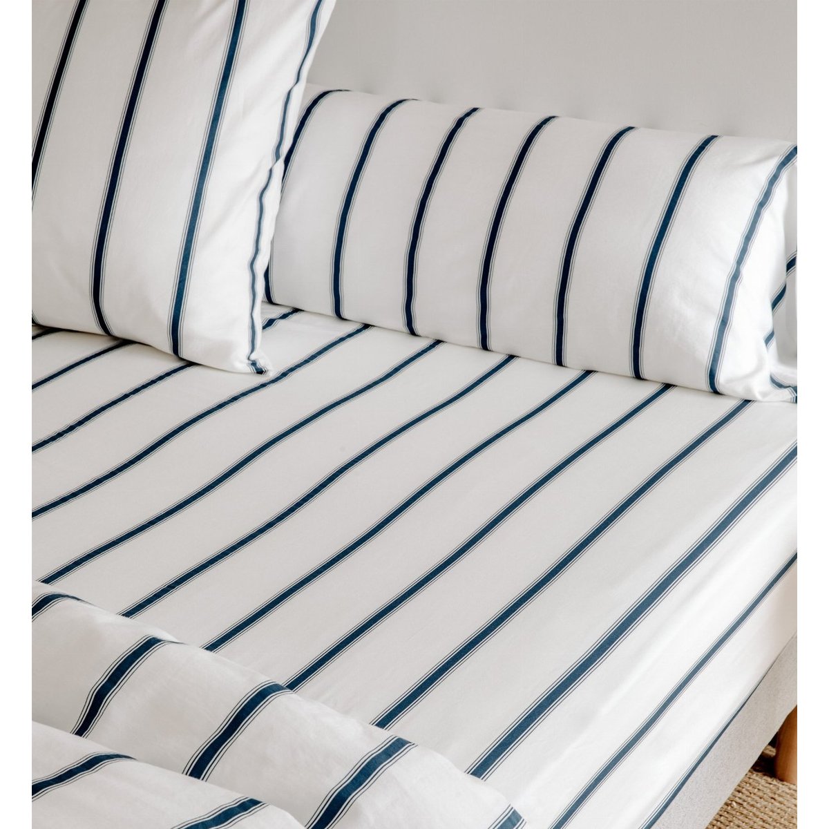 Taie de traversin Coton Bio Rayé BAÏA baïa bleu nuit, KADOLIS