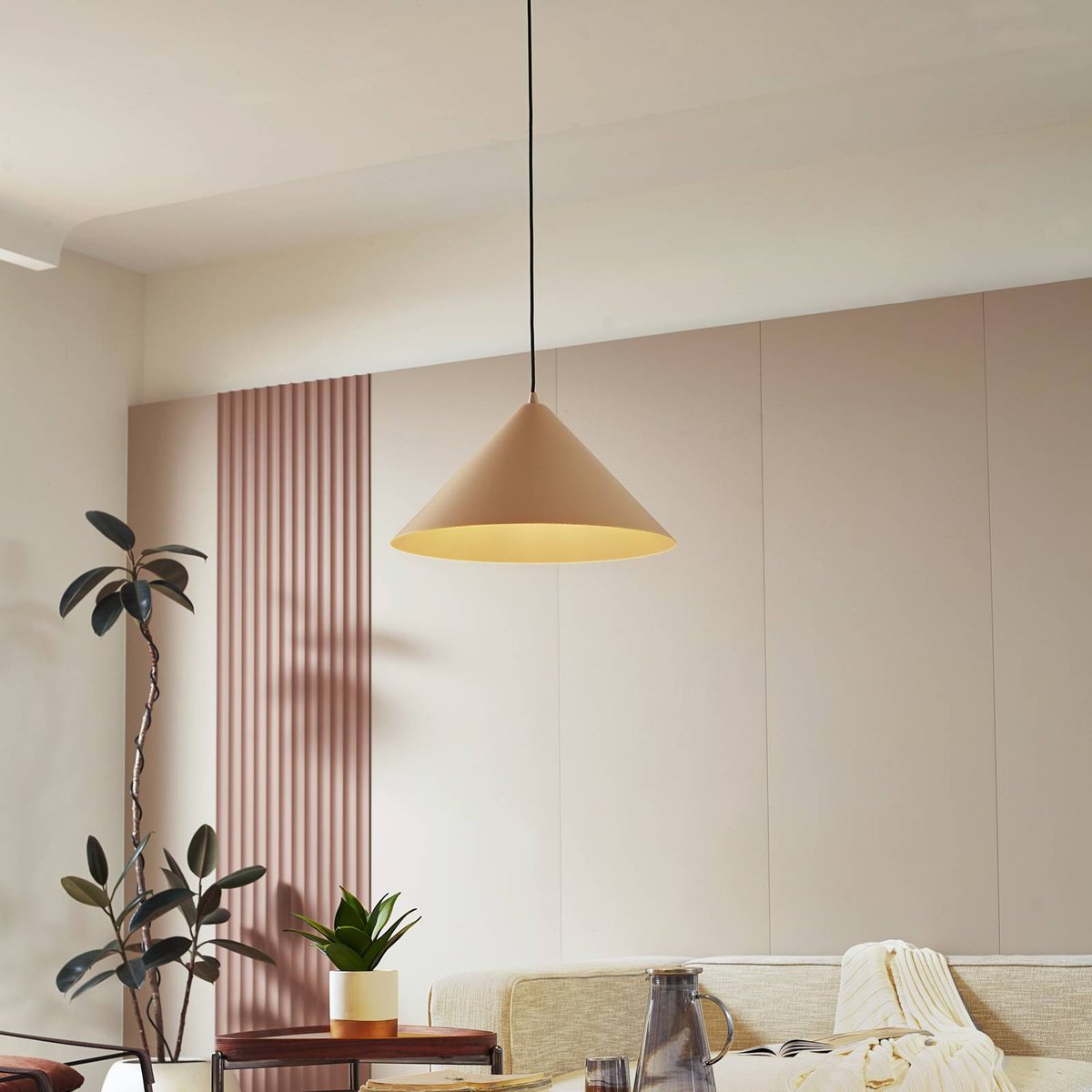 Suspension en métal moderne, Clarine beige, LINDBY