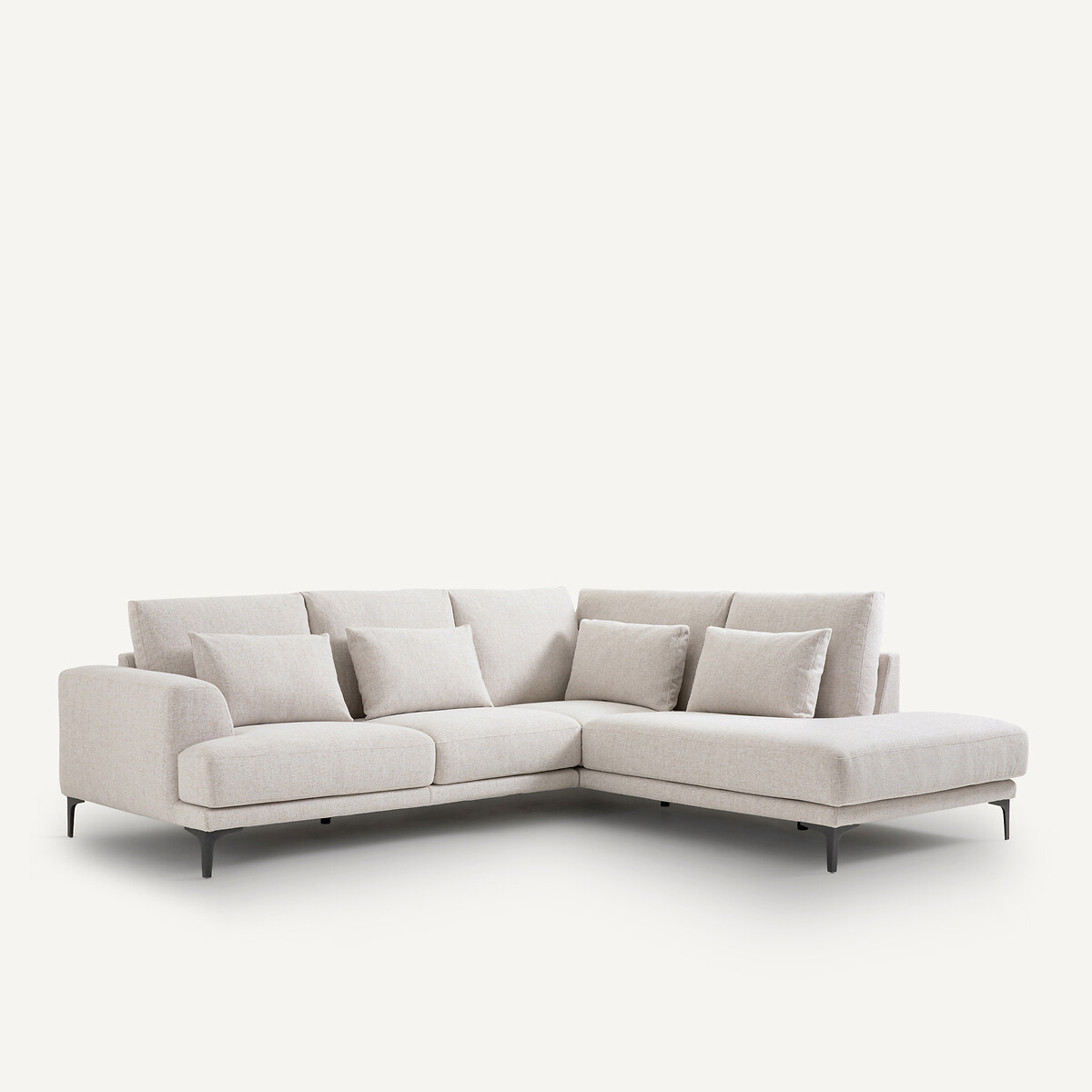 Geschlossenes Ecksofa Marsile mit Ecke rechts, Tweed-Optik elfenbein, AM.PM