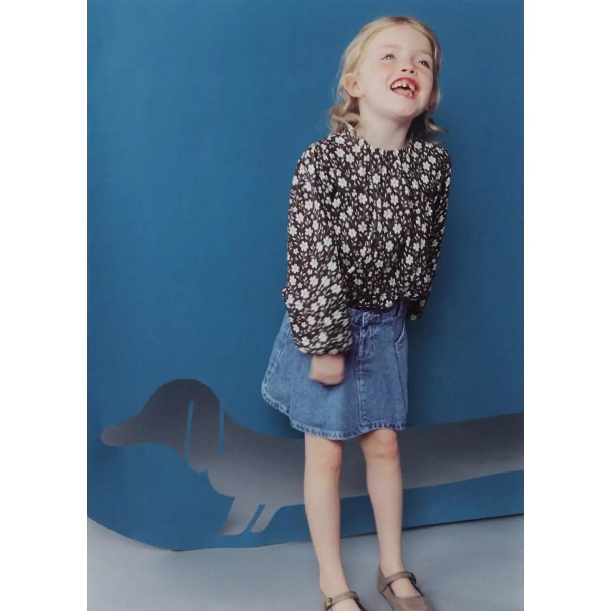 Blouse en imprimé floral marron, MANGO BABY