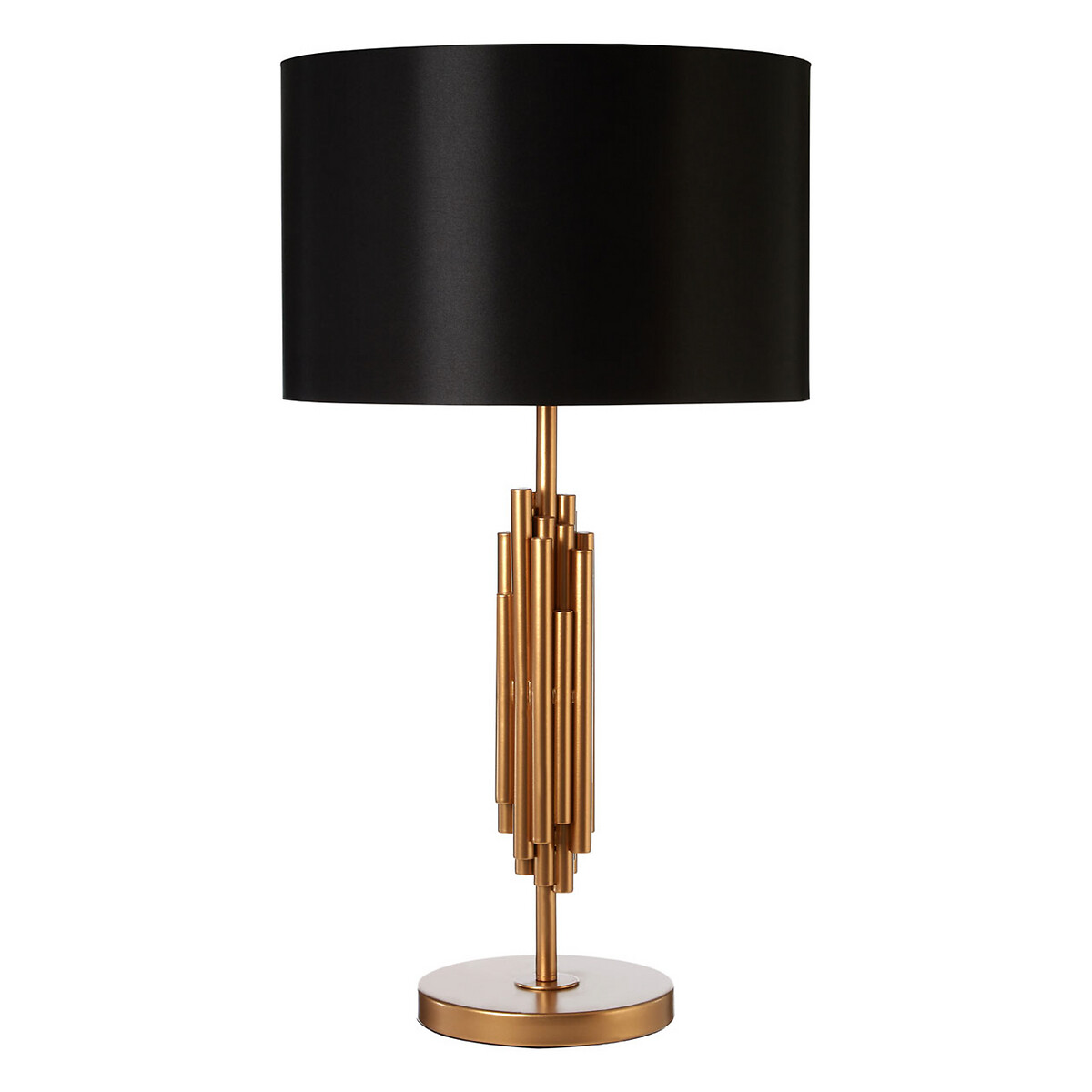 Maxine Art Deco Table Lamp with Black Shade in Gold aged brass, FIFTY FIVE SOUTH