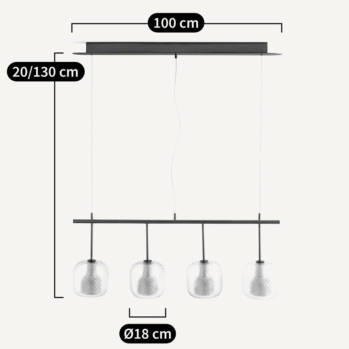 Lampadario in linea 4 globi, Mistinguett ottone, EMMANUEL GALLINA X AM.PM