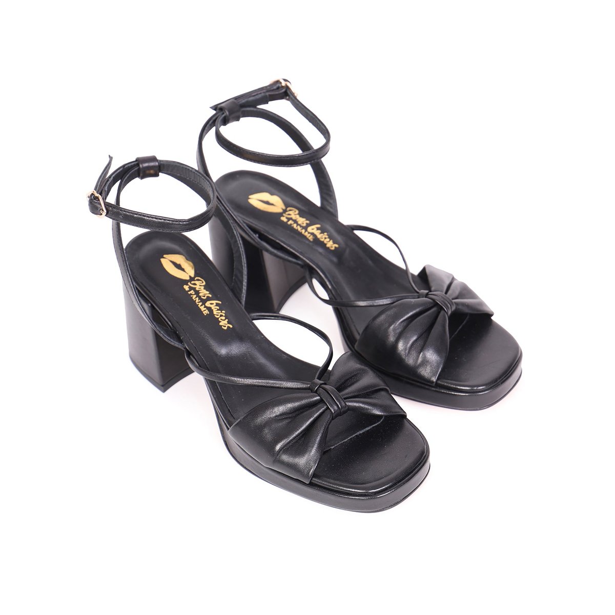 Babies Sandales à Talons En Cuir Honor Cuir noir, BONS BAISERS