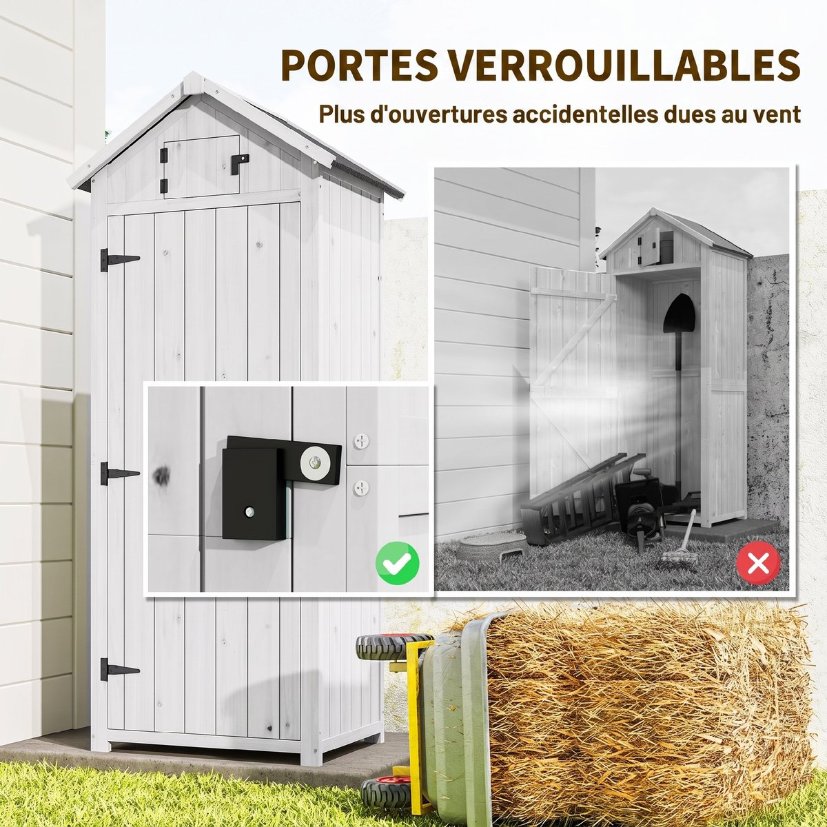Abri de jardin Bois Gris clair gris clair, OUTSUNNY