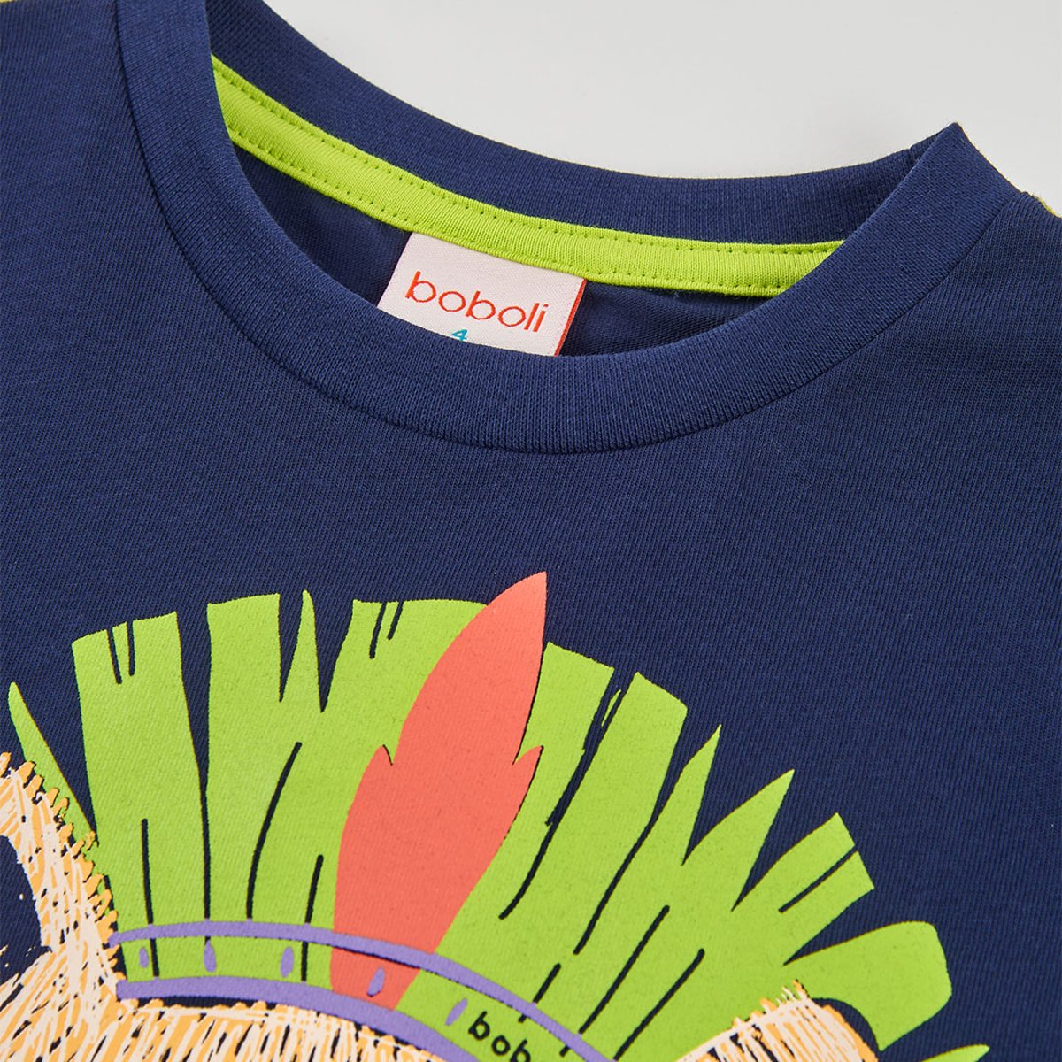 T-shirt garçon coton lion bleu, BOBOLI