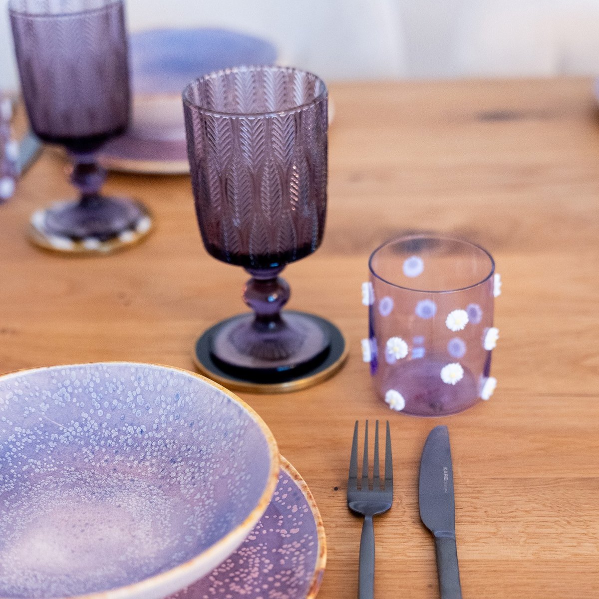 Lot de 4 verres à eau, PARTY FLOWERS violet, KARE DESIGN