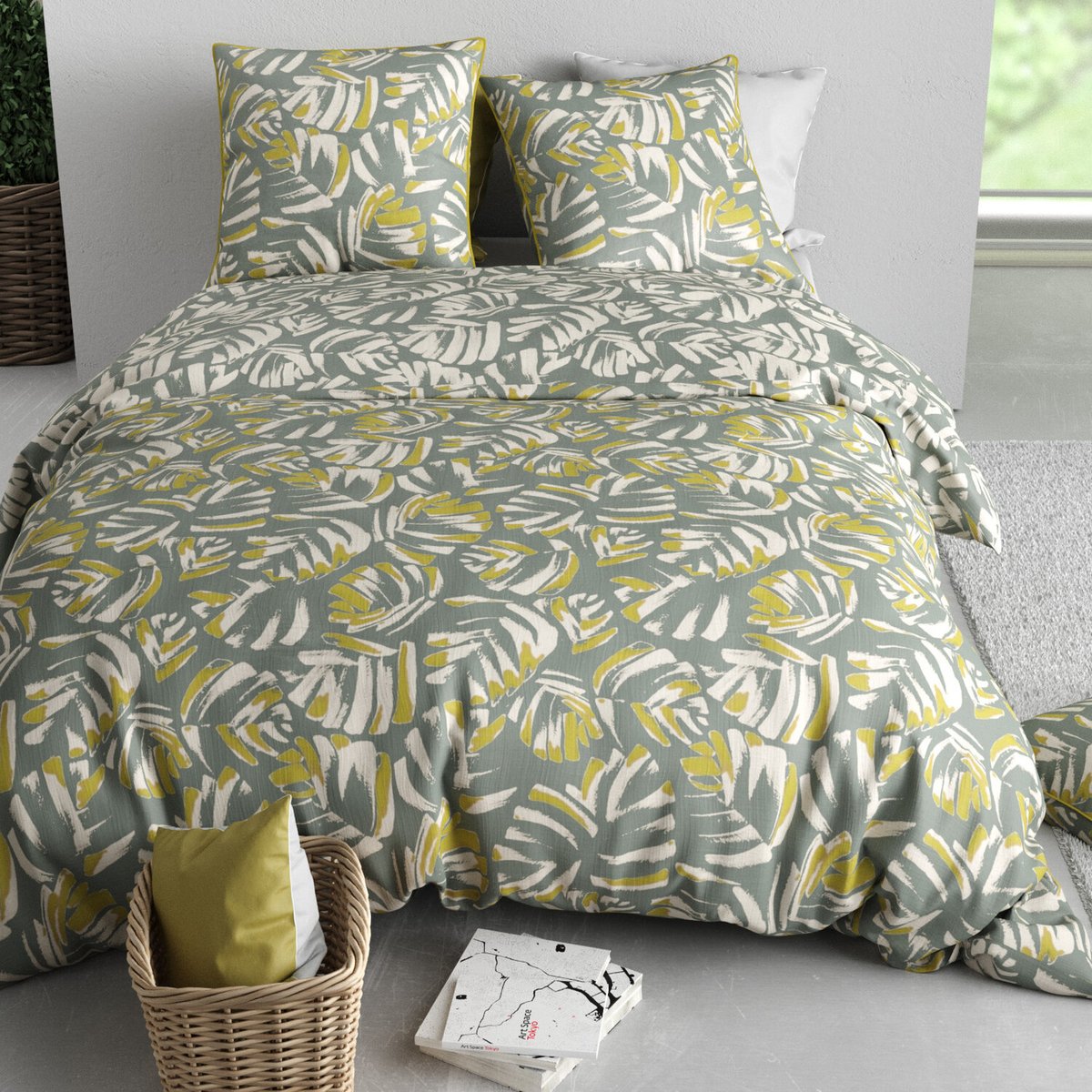 Parure housse de couette en coton, Naomi jaune, C DESIGN HOME TEXTILE