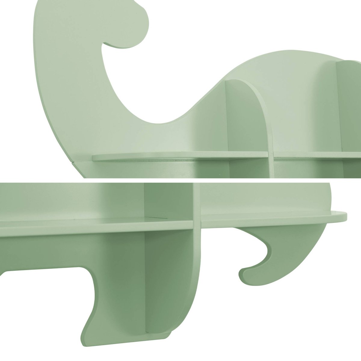 Etagère murale dinosaure 5 espaces de rangement BRACHI vert, SWEEEK