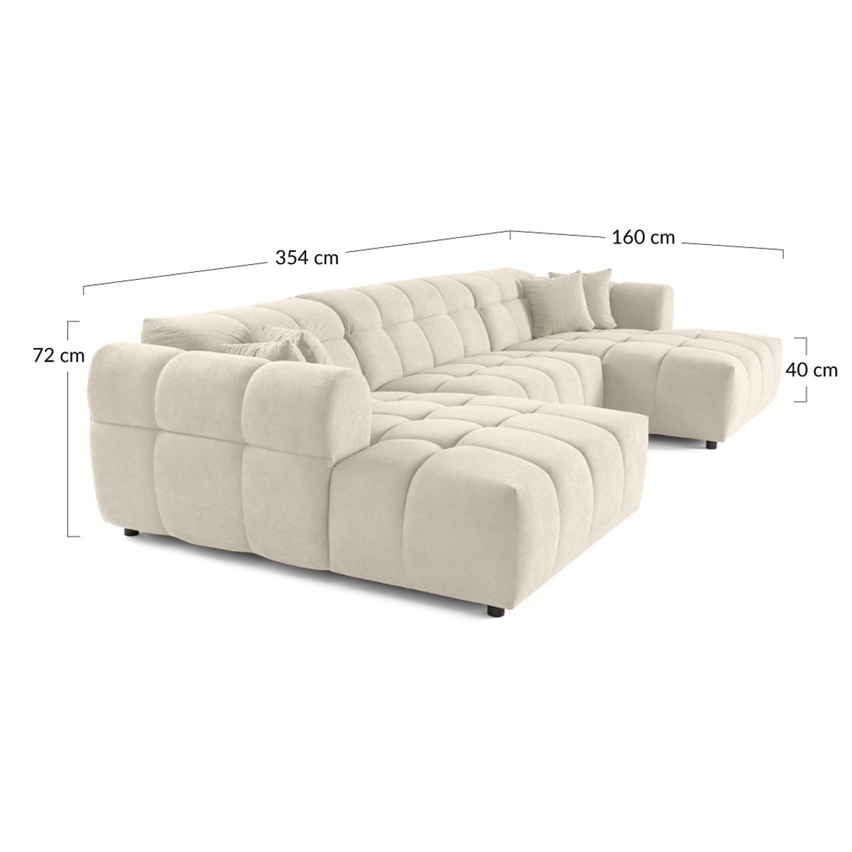 Canapé panoramique en U 7pl en tissu texturé, RAY bleu grisé, BEST MOBILIER