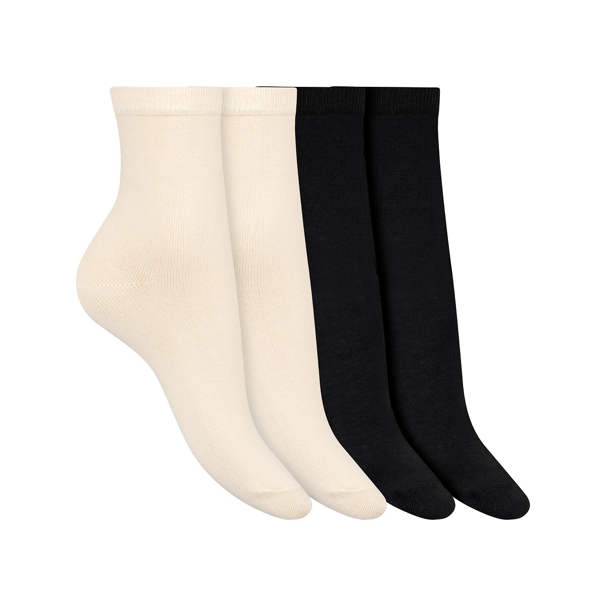 4er-Pack Wadensocken THERMO POLAIRE ecru +schwarz, DIM