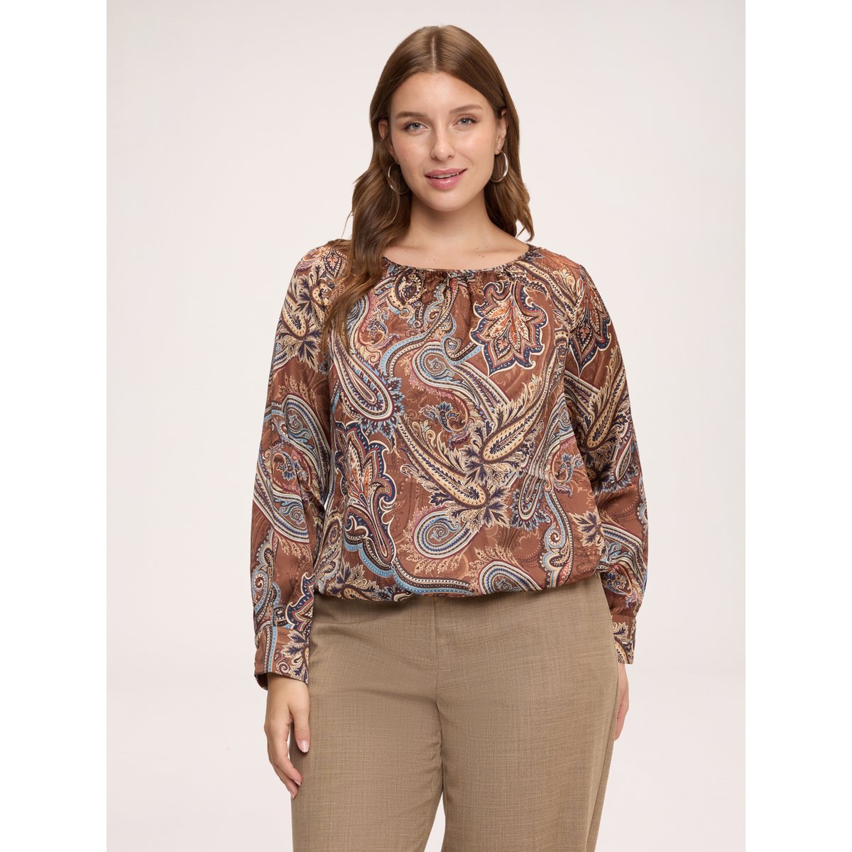 Blouse à imprimé paisley marron, FIORELLA RUBINO